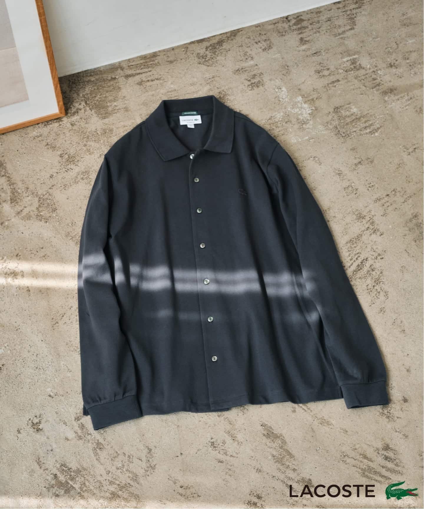 【エディフィス/EDIFICE / MEN】のLACOSTE(ラコステ) 別注 フルオープン ロングスリーブポロシャツ インテリア・キッズ・メンズ・レディースファッション・服の通販 founy(ファニー) 　ファッション　Fashion　メンズファッション　Fashion for Men　インナー　Innerwear　ストレッチ　Stretch, Stretchy Fabric　バランス　Balance, Style Balance　ヴィンテージ　Vintage Style　エレガント 上品　Elegant　人気　Popular, Best Seller　別注　Limited Edition, Custom Order　定番　Standard, Basic Item　羽織　Haori, Light Jacket　長袖　Long Sleeve, Full Sleeve　鹿の子　Piqué, Kanoko Fabric　グレー|ID: prp329100004683059 ipo3291000000033851562