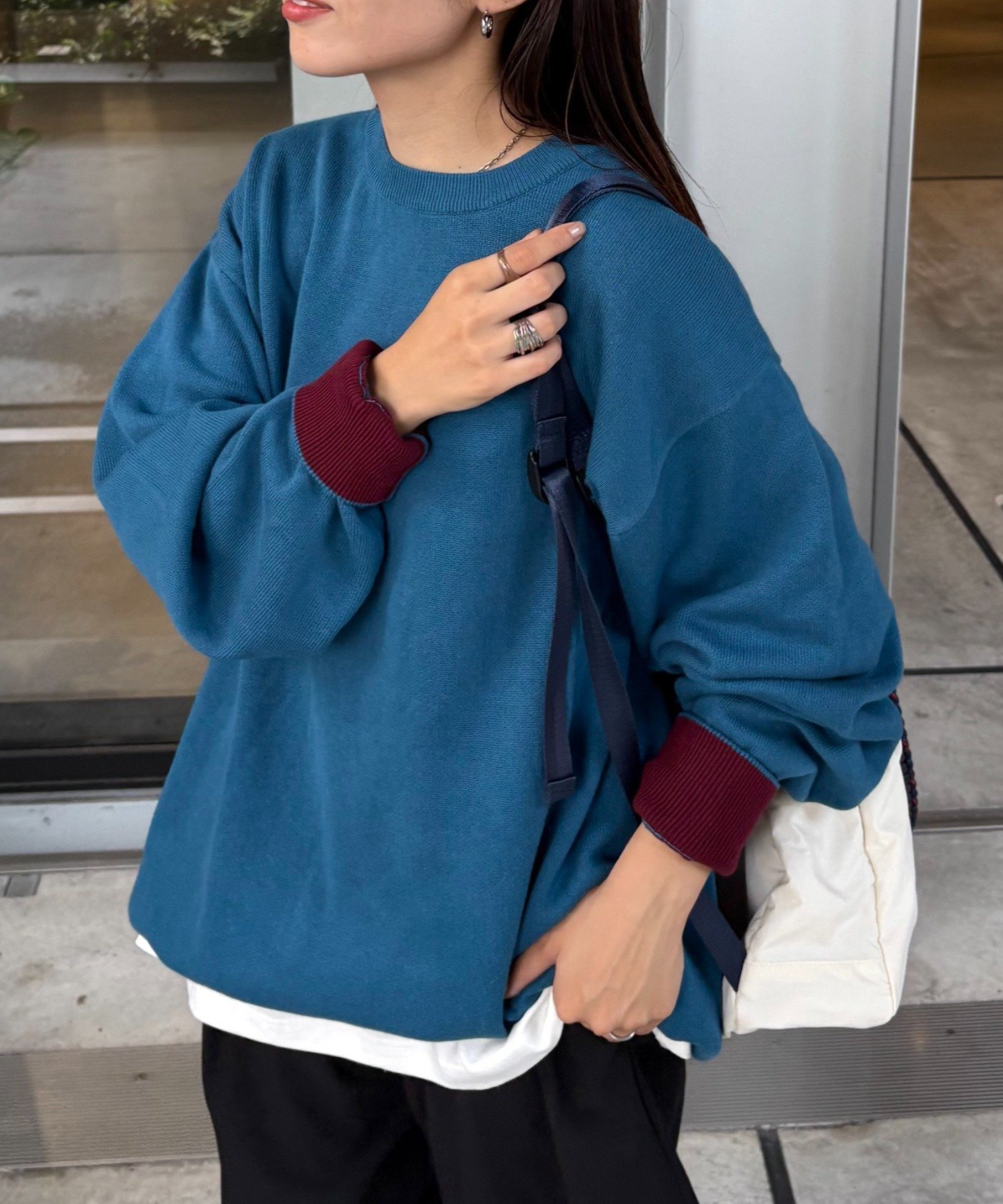 【チャオパニックティピー/CIAOPANIC TYPY】の【洗えるニット】ユニセックスビックシルエットロンTeeライクニット インテリア・キッズ・メンズ・レディースファッション・服の通販 founy(ファニー) 　ファッション　Fashion　レディースファッション　Fashion for Women　トップス・カットソー　Cut & Sew Tops　ニット　Knit Tops & Sweaters　ロングTシャツ・Tシャツ　Longline T-Shirts & Tees　インナー　Innerwear　洗える　Machine Washable　ショーツ　Shorts, Short Pants　スラックス　Slacks, Dress Pants　ダウン　Down, Puffer　デニム　Denim, Jeans Material　トレンド　Trend, Trending Now　ブルゾン　Blouson, Bomber Jacket　無地　Plain, Solid Color　ロング　Long, Long-Length　冬　Winter / This Winter　おすすめ　Recommended / Our Picks　ブルーその他1|ID: prp329100004683169 ipo3291000000033821027