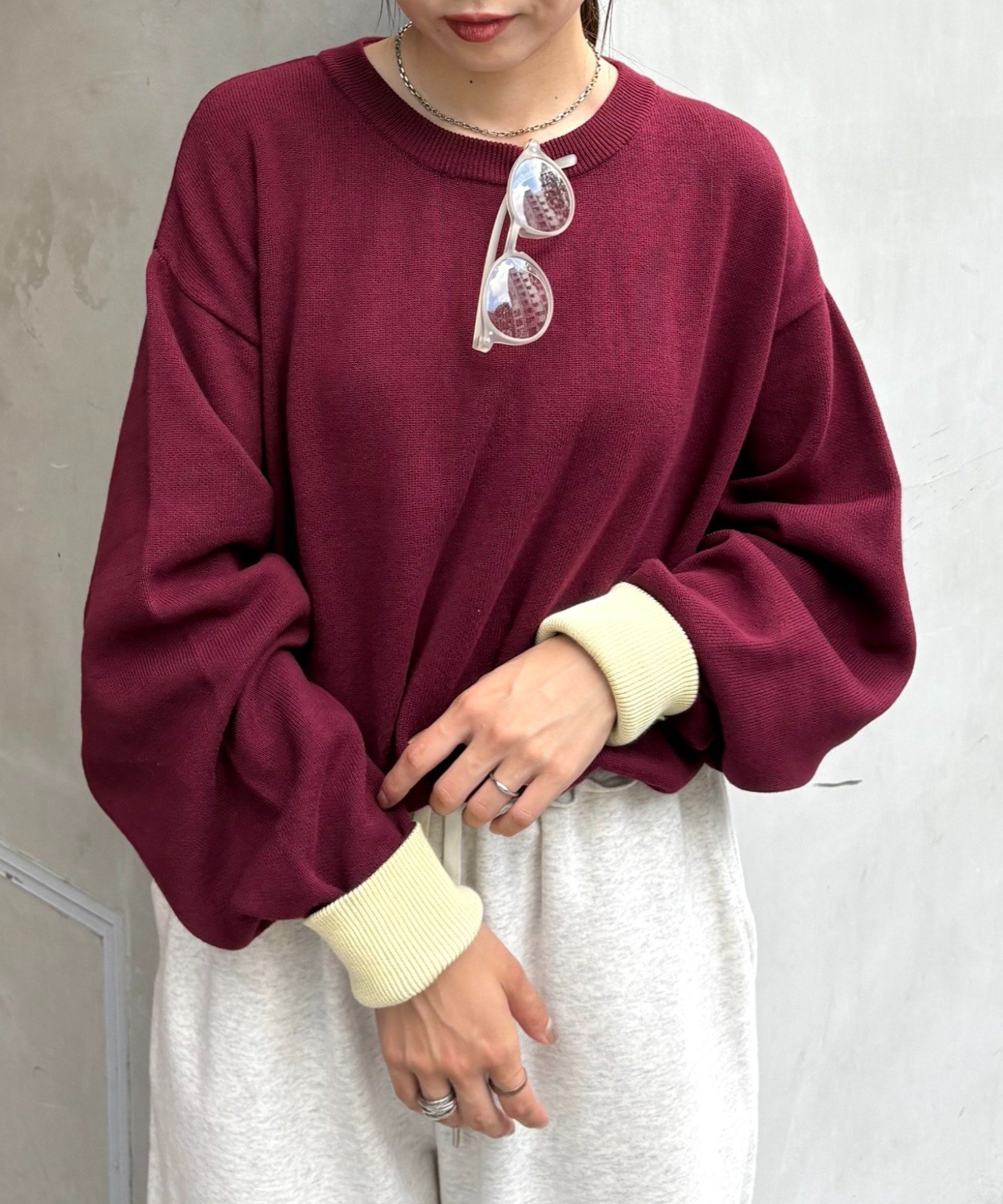 【チャオパニックティピー/CIAOPANIC TYPY】の【洗えるニット】ユニセックスビックシルエットロンTeeライクニット インテリア・キッズ・メンズ・レディースファッション・服の通販 founy(ファニー) 　ファッション　Fashion　レディースファッション　Fashion for Women　トップス・カットソー　Cut & Sew Tops　ニット　Knit Tops & Sweaters　ロングTシャツ・Tシャツ　Longline T-Shirts & Tees　インナー　Innerwear　洗える　Machine Washable　ショーツ　Shorts, Short Pants　スラックス　Slacks, Dress Pants　ダウン　Down, Puffer　デニム　Denim, Jeans Material　トレンド　Trend, Trending Now　ブルゾン　Blouson, Bomber Jacket　無地　Plain, Solid Color　ロング　Long, Long-Length　冬　Winter / This Winter　おすすめ　Recommended / Our Picks　バーガンディー|ID: prp329100004683169 ipo3291000000033821030