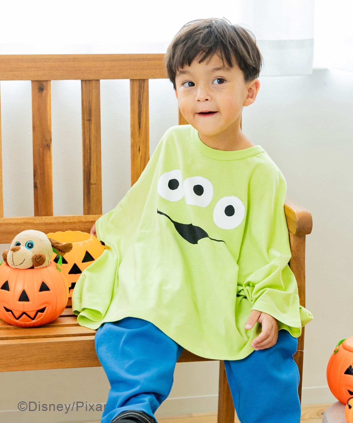 【チルツー/chil2 / KIDS】のディズニー ハロウィンドルマンTシャツ インテリア・キッズ・メンズ・レディースファッション・服の通販 founy(ファニー) 　ファッション　Fashion　キッズファッション　Fashion for Kids　ビッグ　Big, Oversized　ポンチョ　Poncho, Cape Style　ライトグリーン|ID: prp329100004683536 ipo3291000000033944945