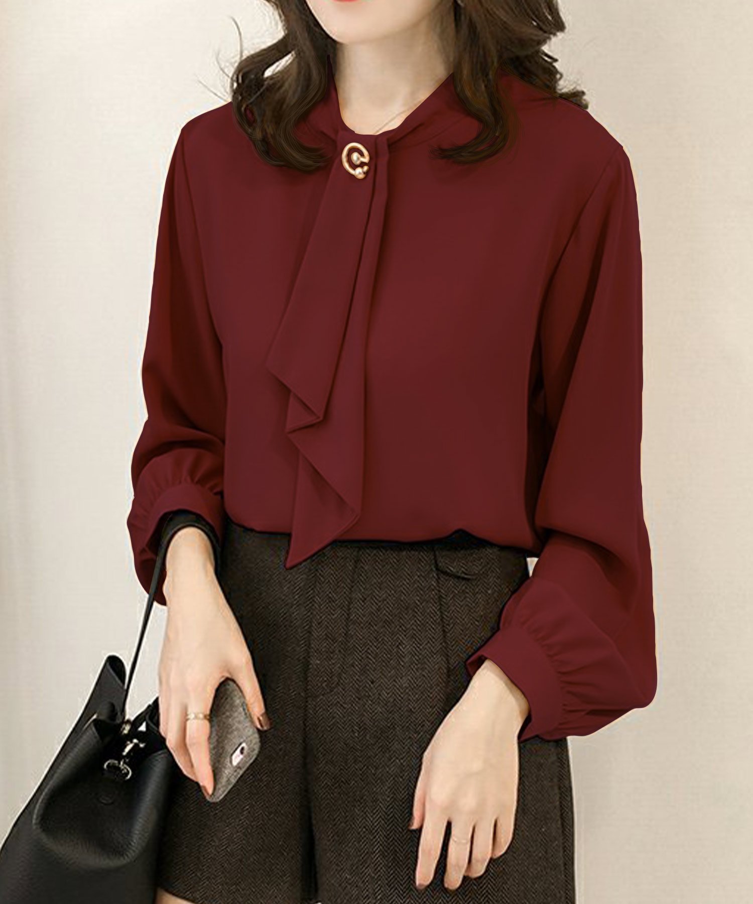 【アミュレット/Amulet】の【Amulet】ボウタイブラウス インテリア・キッズ・メンズ・レディースファッション・服の通販 founy(ファニー) 　ファッション　Fashion　レディースファッション　Fashion for Women　トップス・カットソー　Cut & Sew Tops　シャツ・ブラウス・オフィスカジュアル　Elegant Blouses & Button-Ups　フェミニン　Feminine, Girly　フォーマル　Formal, Dressy　エレガント 上品　Elegant　ボルドー|ID: prp329100004683577 ipo3291000000034721861