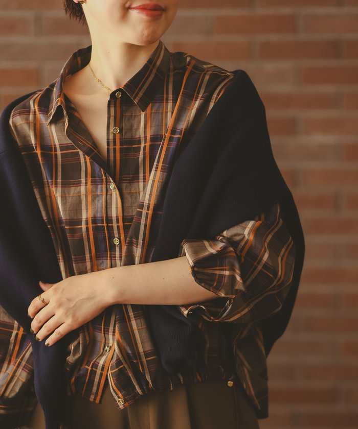 【ルクールブラン/le.coeur blanc】のドロストチェックシャツ インテリア・キッズ・メンズ・レディースファッション・服の通販 founy(ファニー) https://founy.com/ ファッション Fashion レディースファッション Fashion for Women トップス・カットソー Cut & Sew Tops シャツ・ブラウス・オフィスカジュアル Elegant Blouses & Button-Ups おすすめ Recommended / Our Picks シアー Sheer, See-Through チェック Check, Plaid, Tartan バランス Balance, Style Balance 秋 Autumn |ID: prp329100004683581 ipo3291000000033904386