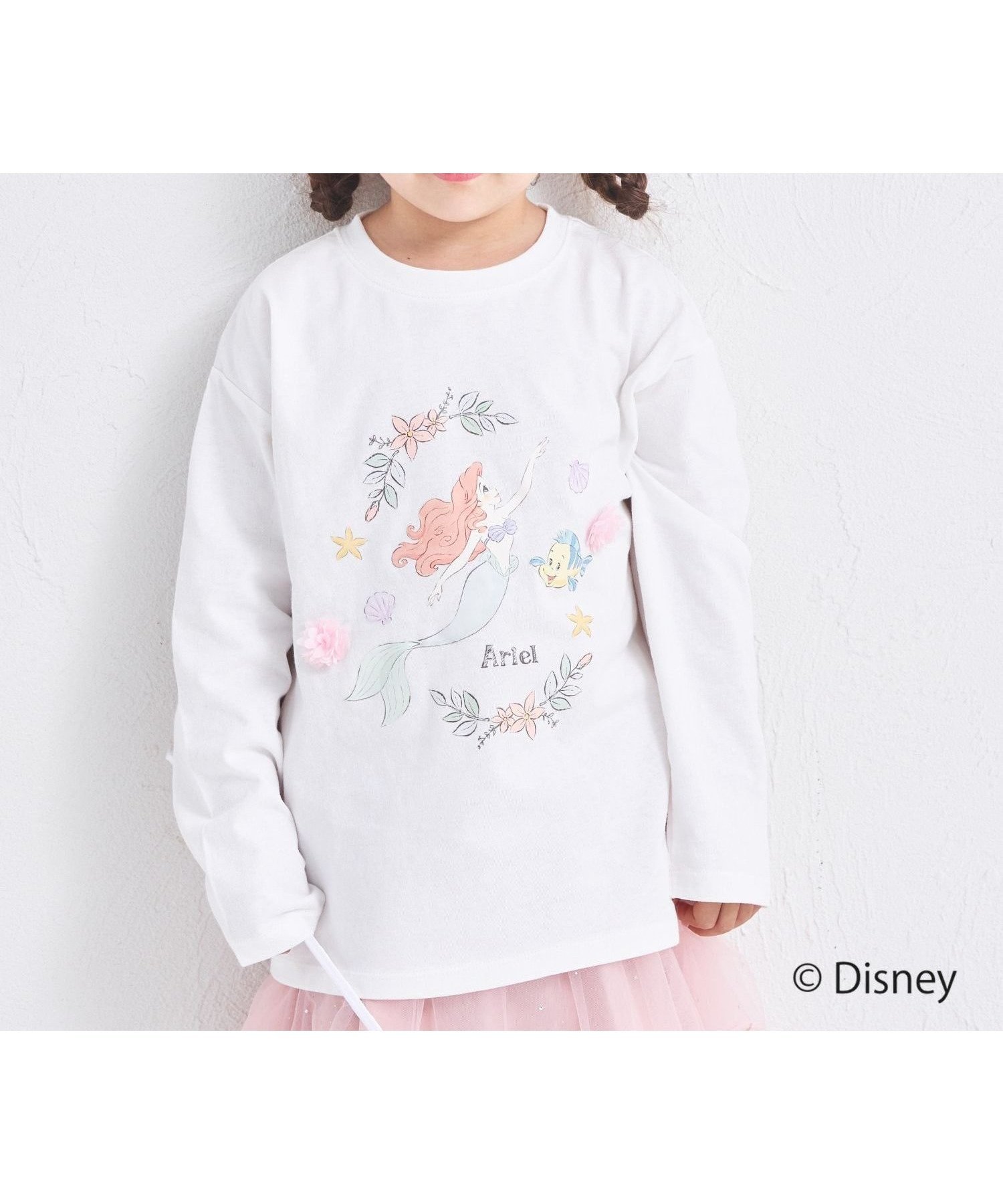 【ペアマノン/pairmanon / KIDS】の【Disney】【ディズニープリンセス】モチーフ付き キャラクタープリント 長袖Tシャツ インテリア・キッズ・メンズ・レディースファッション・服の通販 founy(ファニー) 　ファッション　Fashion　キッズファッション　Fashion for Kids　キャラクター　Character, Licensed Characters　チュール　Tulip, Tulip Motif　プリント　Print, Printed Pattern　モチーフ　Motif, Design Theme　人気　Popular, Best Seller　長袖　Long Sleeve, Full Sleeve　ホワイト01|ID: prp329100004683584 ipo3291000000034033950