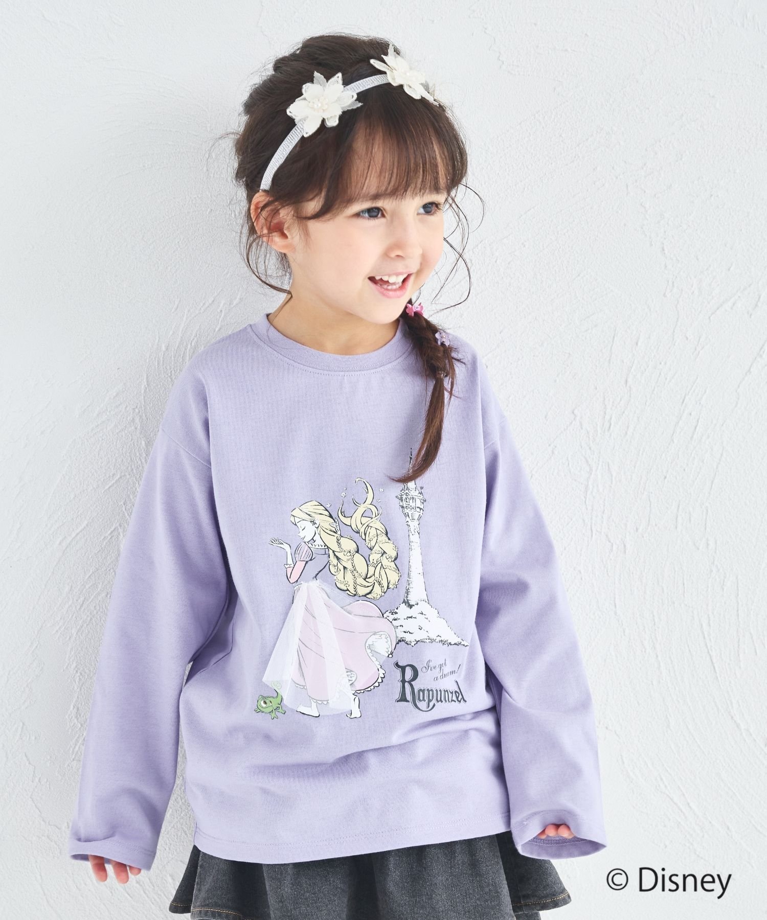【ペアマノン/pairmanon / KIDS】の【Disney】【ディズニープリンセス】モチーフ付き キャラクタープリント 長袖Tシャツ インテリア・キッズ・メンズ・レディースファッション・服の通販 founy(ファニー) 　ファッション　Fashion　キッズファッション　Fashion for Kids　キャラクター　Character, Licensed Characters　チュール　Tulip, Tulip Motif　プリント　Print, Printed Pattern　モチーフ　Motif, Design Theme　人気　Popular, Best Seller　長袖　Long Sleeve, Full Sleeve　ラベンダー92|ID: prp329100004683584 ipo3291000000034033952