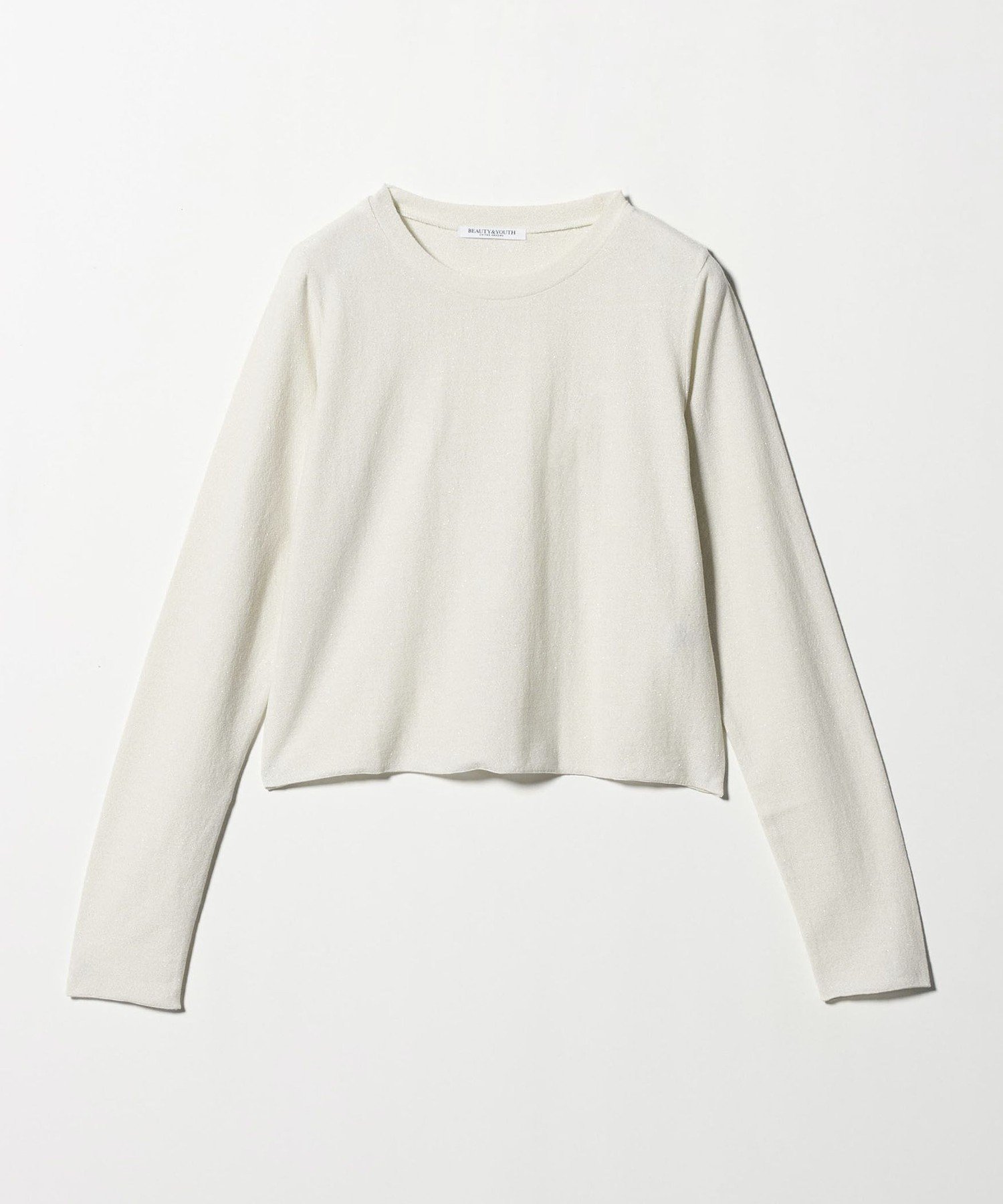 【ビューティ&ユース ユナイテッドアローズ/BEAUTY&YOUTH / UNITED ARROWS】のコットンポリエステル ラメロングスリーブカットソー インテリア・キッズ・メンズ・レディースファッション・服の通販 founy(ファニー) 　ファッション　Fashion　レディースファッション　Fashion for Women　トップス・カットソー　Cut & Sew Tops　カットソー・ベーシックTシャツ　Cut-and-Sewn Tops / Stretch Tees & Basics　おすすめ　Recommended / Our Picks　インナー　Innerwear　カットソー　Cut and Sewn Top　カーディガン　Cardigan, Knitwear　ショート　Short, Short Length　ジャケット　Jacket, Outerwear　デニム　Denim, Jeans Material　ベーシック　Basic, Essential　ワイド　Wide, Wide Fit　エレガント 上品　Elegant　羽織　Haori, Light Jacket　NATURAL|ID: prp329100004683647 ipo3291000000033824170