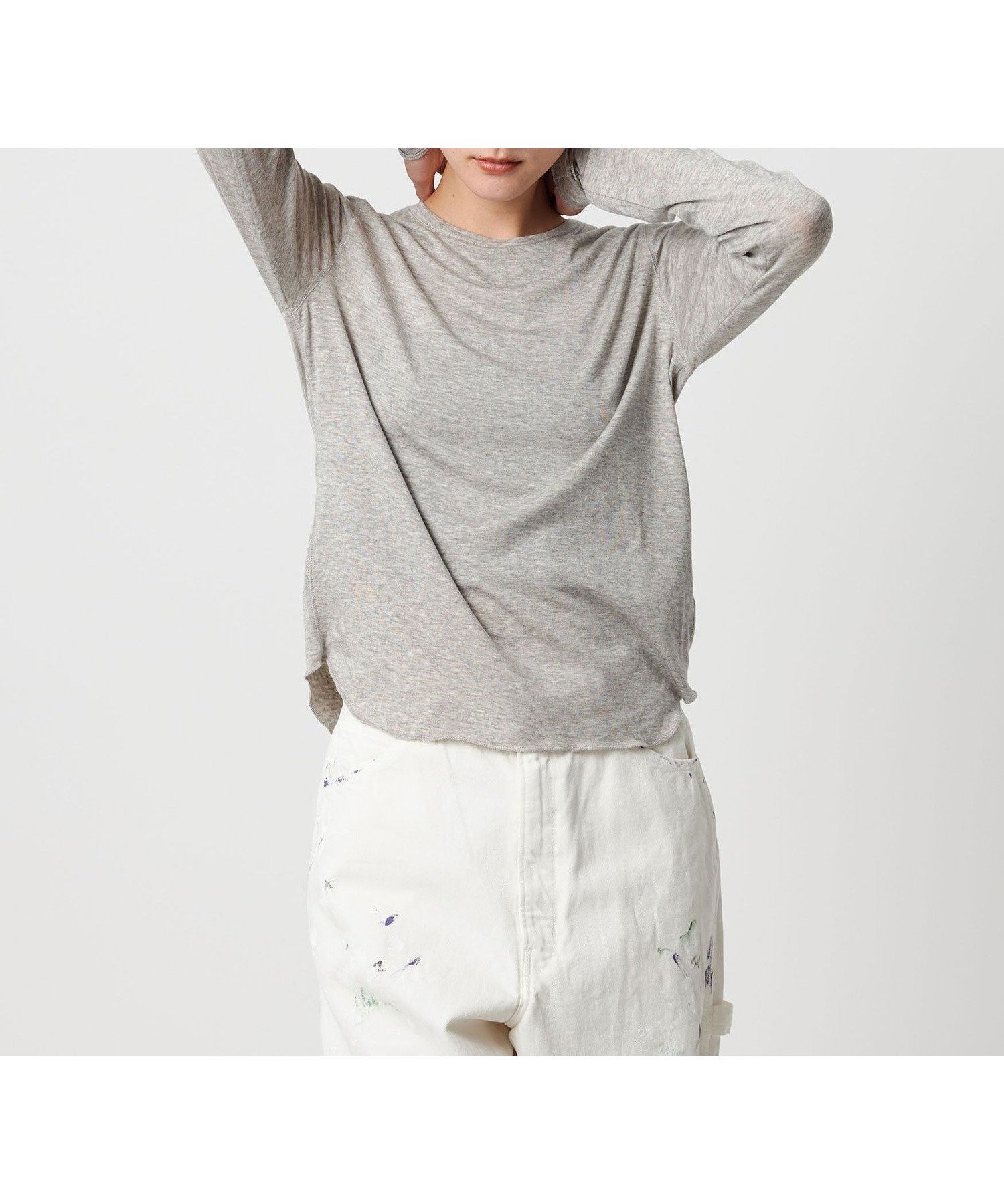 【ビューティ&ユース ユナイテッドアローズ/BEAUTY&YOUTH / UNITED ARROWS】のセルロースウールブレンド クルーネックカットソー インテリア・キッズ・メンズ・レディースファッション・服の通販 founy(ファニー) 　ファッション　Fashion　レディースファッション　Fashion for Women　トップス・カットソー　Cut & Sew Tops　カットソー・ベーシックTシャツ　Cut-and-Sewn Tops / Stretch Tees & Basics　おすすめ　Recommended / Our Picks　カットソー　Cut and Sewn Top　ロング　Long, Long-Length　定番　Standard, Basic Item　MD.GRAY|ID: prp329100004683650 ipo3291000000033824186