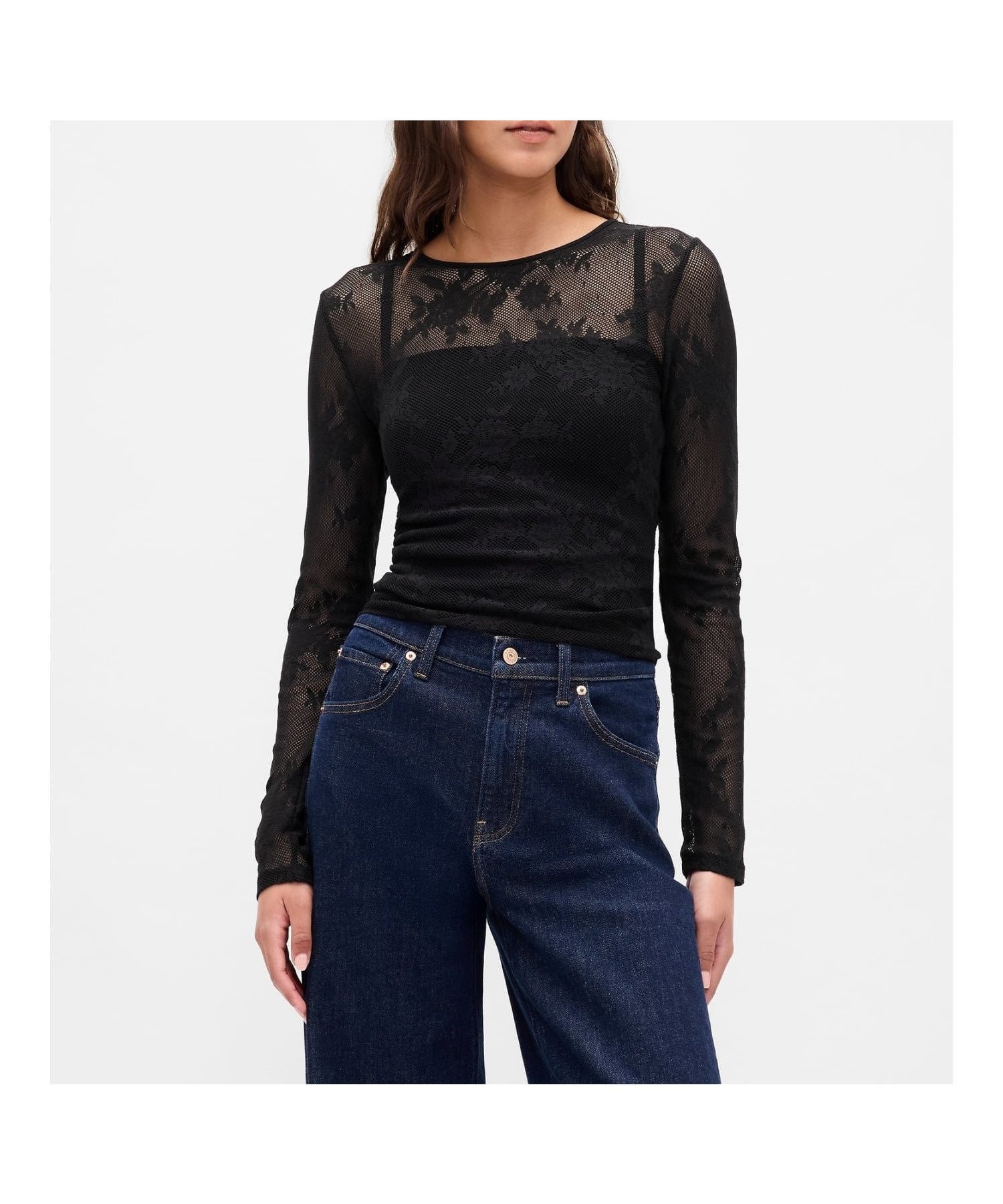 【ギャップ/GAP】のレース シアートップス 人気、トレンドファッション・服の通販 founy(ファニー) 　ファッション　Fashion　レディースファッション　Fashion for Women　トップス・カットソー　Cut & Sew Tops　ショート　Short, Short Length　ストレッチ　Stretch, Stretchy Fabric　フィット　Fit, Slim Fit　レース　Lace, Lace Fabric　長袖　Long Sleeve, Full Sleeve　 other-1|ID: prp329100004683668 ipo3291000000033824291