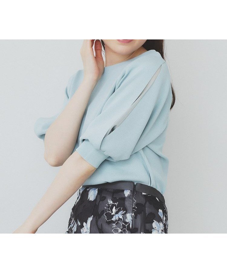 【インデックス/INDEX】の《6色展開/XS-LLサイズ》ドライタッチ デザインスリーブニット【洗濯機洗い可/接触冷感/抗ピル】 インテリア・キッズ・メンズ・レディースファッション・服の通販 founy(ファニー) 　ファッション　Fashion　レディースファッション　Fashion for Women　トップス・カットソー　Cut & Sew Tops　ニット　Knit Tops & Sweaters　おすすめ　Recommended / Our Picks　シフォン　Chiffon, Lightweight Fabric　スリーブ　Sleeve, Long Sleeve / Short Sleeve　デコルテ　Décolleté, Neckline　ドッキング　Docking, Mixed Material　バランス　Balance, Style Balance　バルーン　Balloon, Balloon Silhouette　エレガント 上品　Elegant　ミントグリーン|ID: prp329100004683699 ipo3291000000033824483