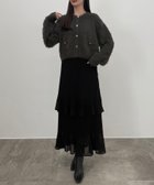 【ジュノア/JUNOAH】のCENEA (薄手)金ボタンシャギーニットカーディガン+プリーツスカートset ブラック|ID: prp329100004683724 ipo3291000000033824665