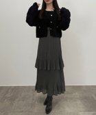 【ジュノア/JUNOAH】のCENEA (薄手)金ボタンシャギーニットカーディガン+プリーツスカートset チャコール|ID: prp329100004683724 ipo3291000000033824669