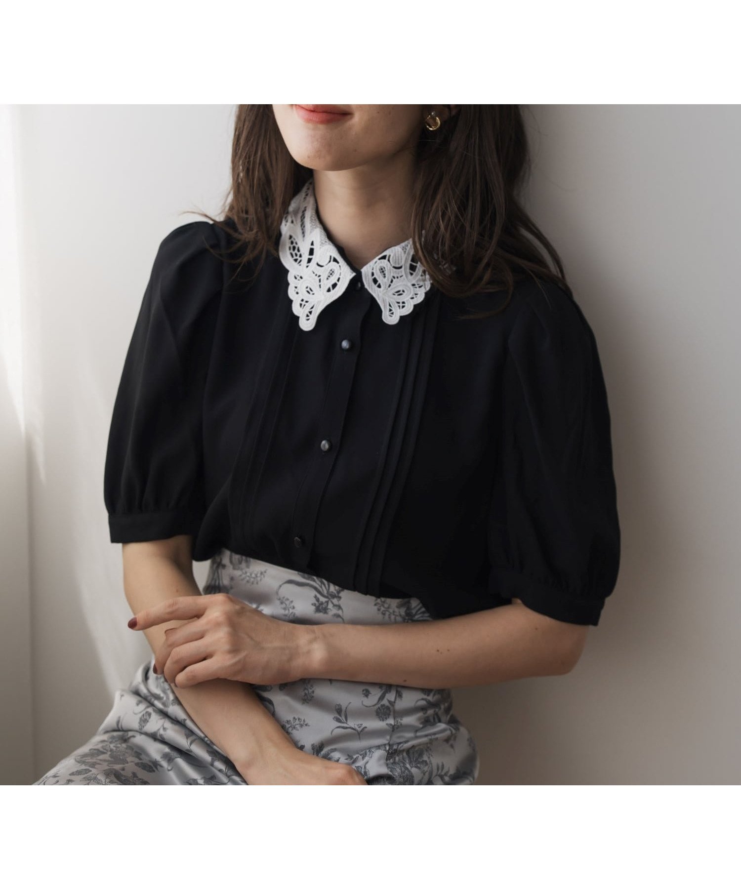 【ミッシュマッシュ/MISCH MASCH】のMM538108 襟レースブラウス インテリア・キッズ・メンズ・レディースファッション・服の通販 founy(ファニー) 　ファッション　Fashion　レディースファッション　Fashion for Women　トップス・カットソー　Cut & Sew Tops　シャツ・ブラウス・オフィスカジュアル　Elegant Blouses & Button-Ups　スリーブ　Sleeve, Long Sleeve / Short Sleeve　フェミニン　Feminine, Girly　レース　Lace, Lace Fabric　ブラック|ID: prp329100004683730 ipo3291000000033824721