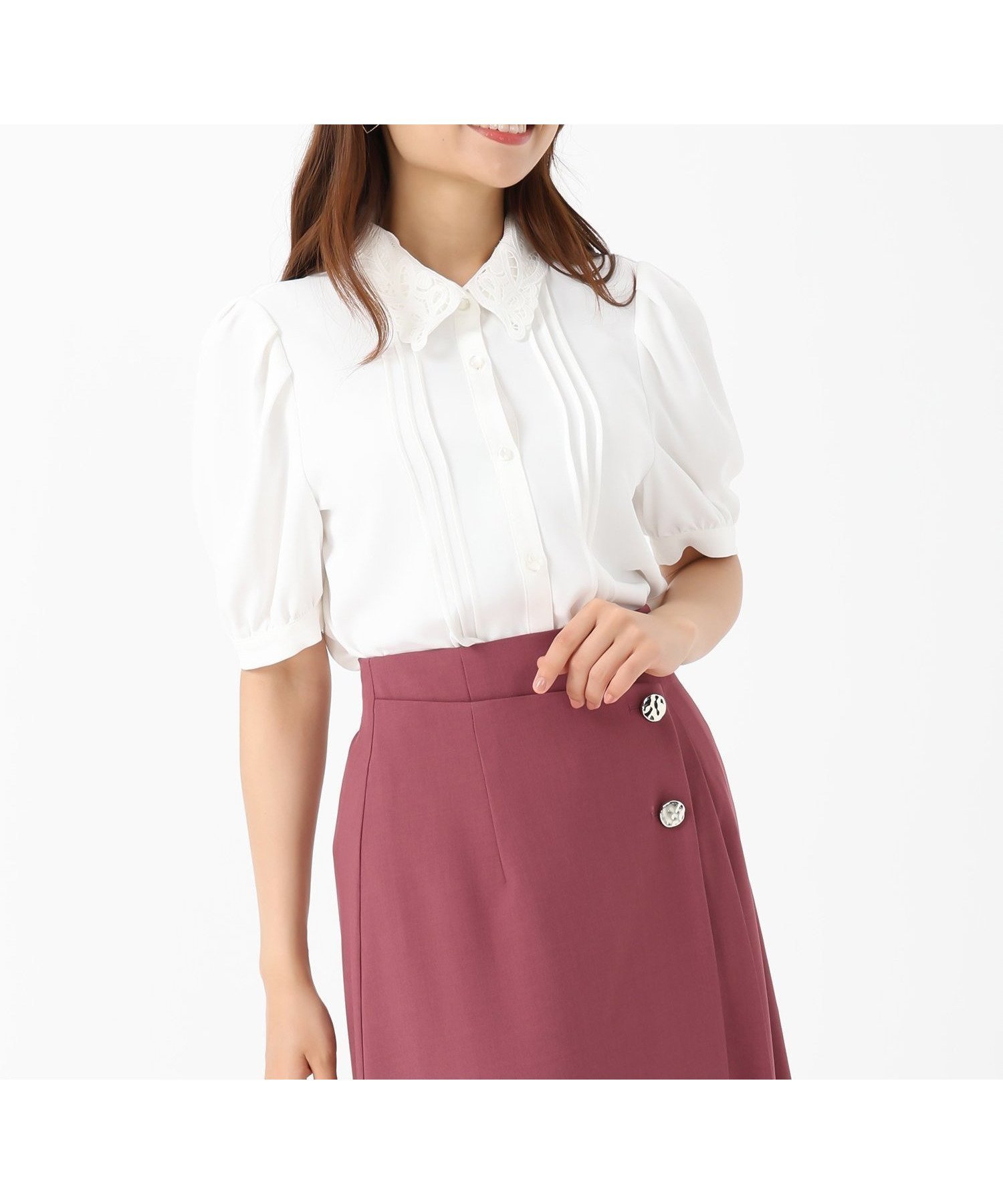 【ミッシュマッシュ/MISCH MASCH】のMM538108 襟レースブラウス インテリア・キッズ・メンズ・レディースファッション・服の通販 founy(ファニー) 　ファッション　Fashion　レディースファッション　Fashion for Women　トップス・カットソー　Cut & Sew Tops　シャツ・ブラウス・オフィスカジュアル　Elegant Blouses & Button-Ups　スリーブ　Sleeve, Long Sleeve / Short Sleeve　フェミニン　Feminine, Girly　レース　Lace, Lace Fabric　ホワイト|ID: prp329100004683730 ipo3291000000033824722