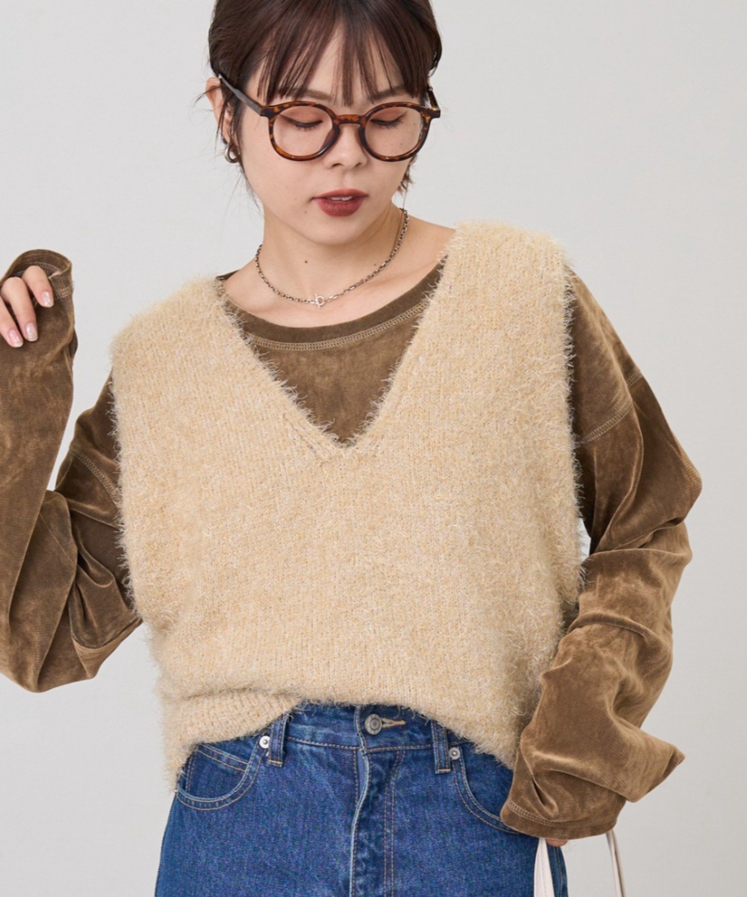 【チャオパニックティピー/CIAOPANIC TYPY】の【シーズンレスで活躍◎】ミックスフェザーヤーンクロップド丈ベスト(WEB限定) インテリア・キッズ・メンズ・レディースファッション・服の通販 founy(ファニー) 　ファッション　Fashion　レディースファッション　Fashion for Women　アウター　Coat / Outerwear Collection　トップス・カットソー　Cut & Sew Tops　ベスト&ジレ / 重ね着スタイル　Vests & Gilets　クロップド　Cropped, Short Length　トレンド　Trend, Trending Now　バランス　Balance, Style Balance　ベスト　Vest, Waistcoat　ベーシック　Basic, Essential　おすすめ　Recommended / Our Picks　イエロー|ID: prp329100004684008 ipo3291000000034506703