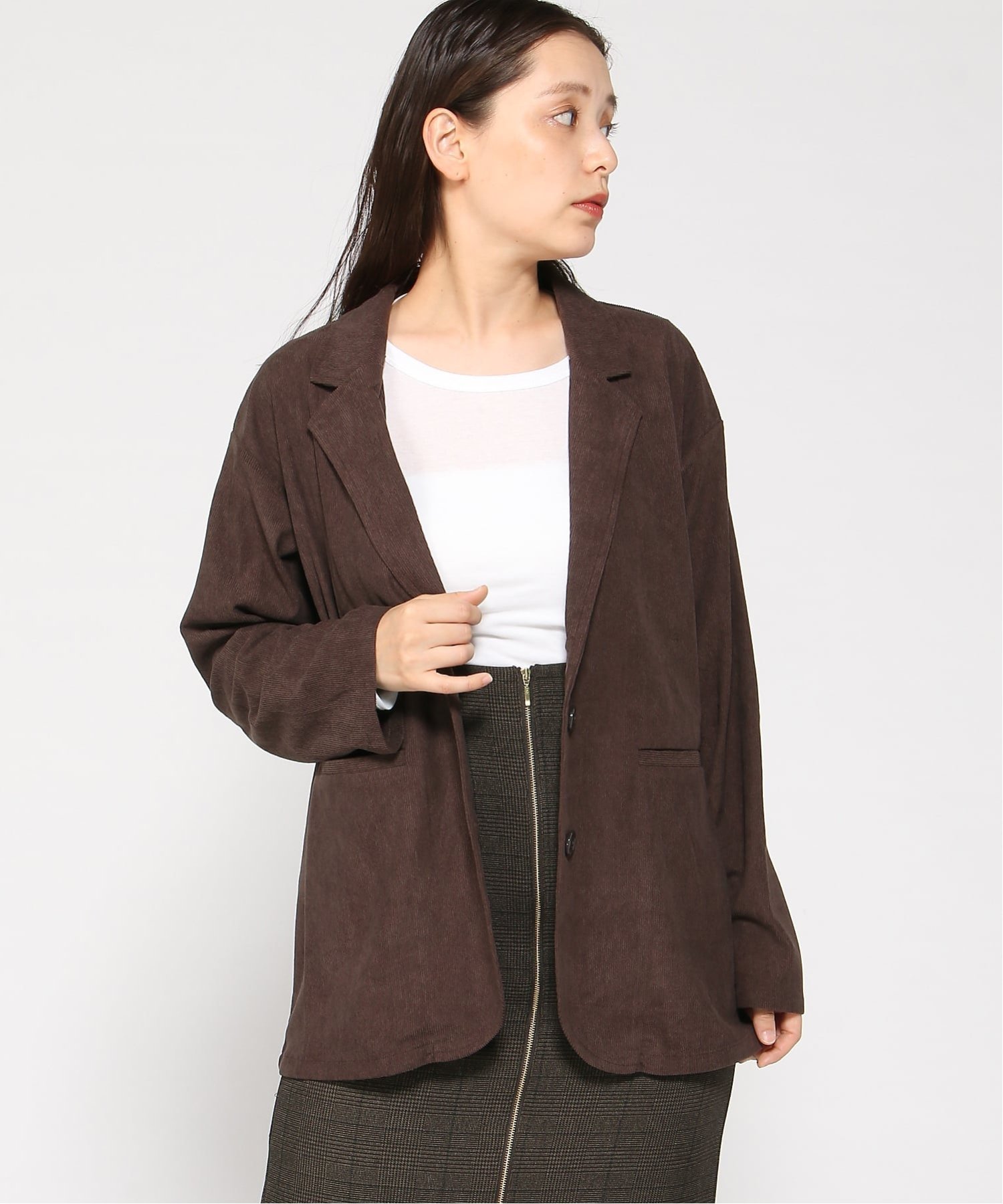 【インタープラネット/INTERPLANET】のコーデュロイテーラードジャケット インテリア・キッズ・メンズ・レディースファッション・服の通販 founy(ファニー) 　ファッション　Fashion　レディースファッション　Fashion for Women　アウター　Coat / Outerwear Collection　レディースジャケット・軽アウター　Jackets　テーラードジャケット / 通勤・きれいめスタイル　Tailored Jackets & Blazers　ブラウン|ID: prp329100004684084 ipo3291000000033826562
