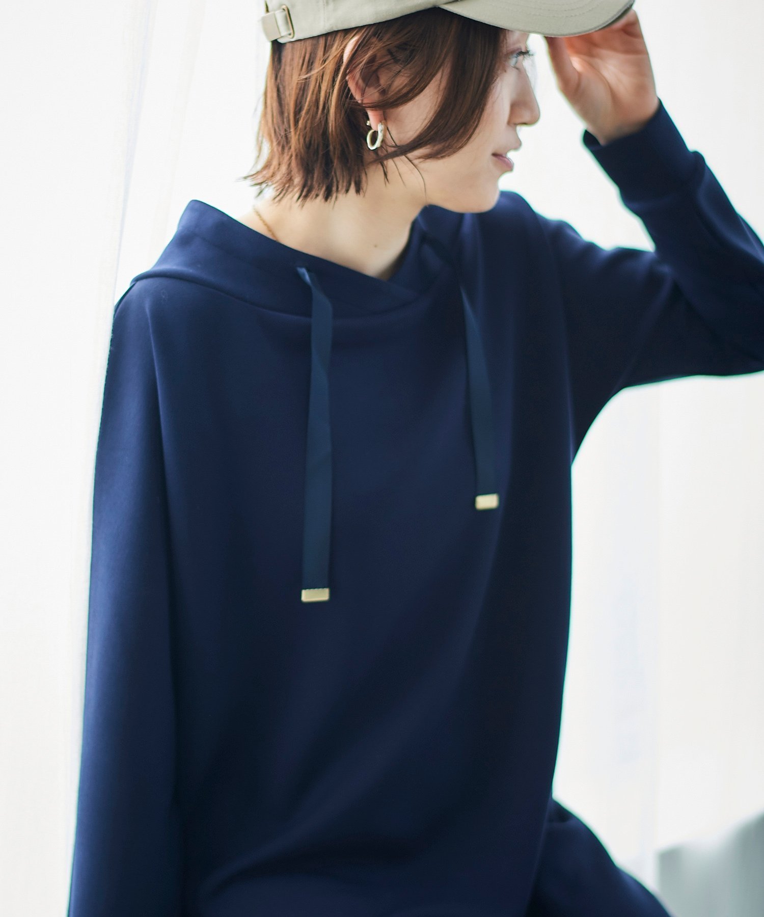【ルクールブラン/le.coeur blanc】の《WEB限定アイテム》パーカーライクデザインワンピース インテリア・キッズ・メンズ・レディースファッション・服の通販 founy(ファニー) 　ファッション　Fashion　レディースファッション　Fashion for Women　ワンピース　Dresses　おすすめ　Recommended / Our Picks　カットソー　Cut and Sewn Top　パーカー　Hoodie, Parka　ネイビー|ID: prp329100004684088 ipo3291000000033826581