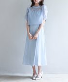 【セゾンドパピヨン/SAISON DE PAPILLON】の【前後2way】キャミワンピースとブラウス2点セット 人気、トレンドファッション・服の通販 founy(ファニー) ファッション Fashion レディースファッション Fashion for Women ワンピース Dresses キャミソールワンピース Camisole Dresses オケージョン Occasion Wear オーガンジー Organza Fabric キャミワンピース Cami Dress, Slip Dress サテン Satin, Glossy Fabric ショート Short, Short Length シンプル Simple, Minimal スタンド Stand Collar, Upright Stand パール Pearl, Pearl Accent フリル Frill, Ruffle リボン Ribbon, Bow エレガント 上品 Elegant thumbnail ブルー|ID: prp329100004684129 ipo3291000000033826756