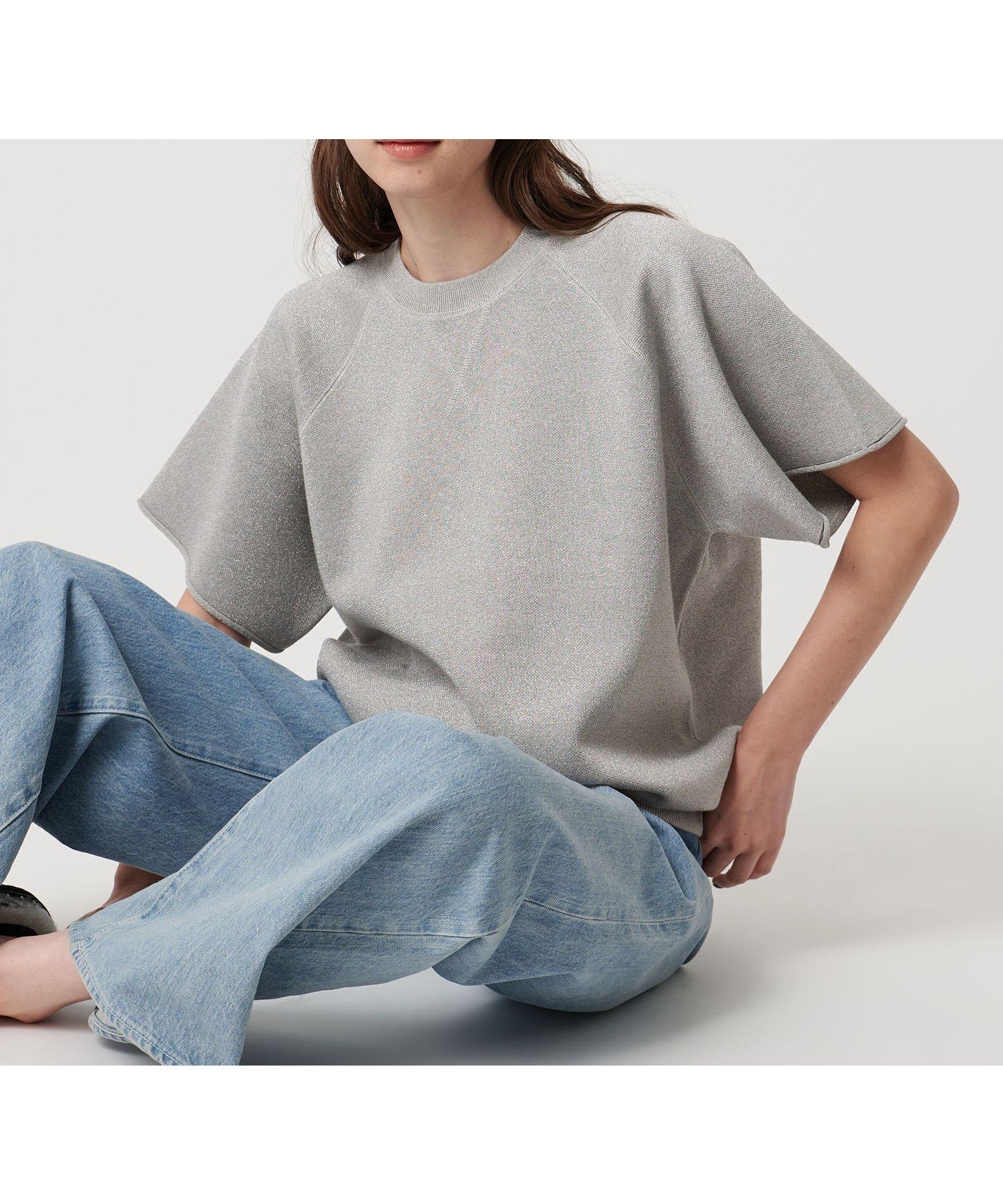 【ユナイテッドアローズ/UNITED ARROWS】のラメ ショートスリーブ ニット インテリア・キッズ・メンズ・レディースファッション・服の通販 founy(ファニー) 　ファッション　Fashion　レディースファッション　Fashion for Women　トップス・カットソー　Cut & Sew Tops　ニット　Knit Tops & Sweaters　おすすめ　Recommended / Our Picks　とろみ　Fluid, Flowy Fabric　インナー　Innerwear　シアー　Sheer, See-Through　ショート　Short, Short Length　スウェット / スエット　Sweatshirt, Sweatwear　スリーブ　Sleeve, Long Sleeve / Short Sleeve　エレガント 上品　Elegant　人気　Popular, Best Seller　定番　Standard, Basic Item　A/W・秋冬　Autumn/Winter　MD.GRAY|ID: prp329100004684134 ipo3291000000034019897