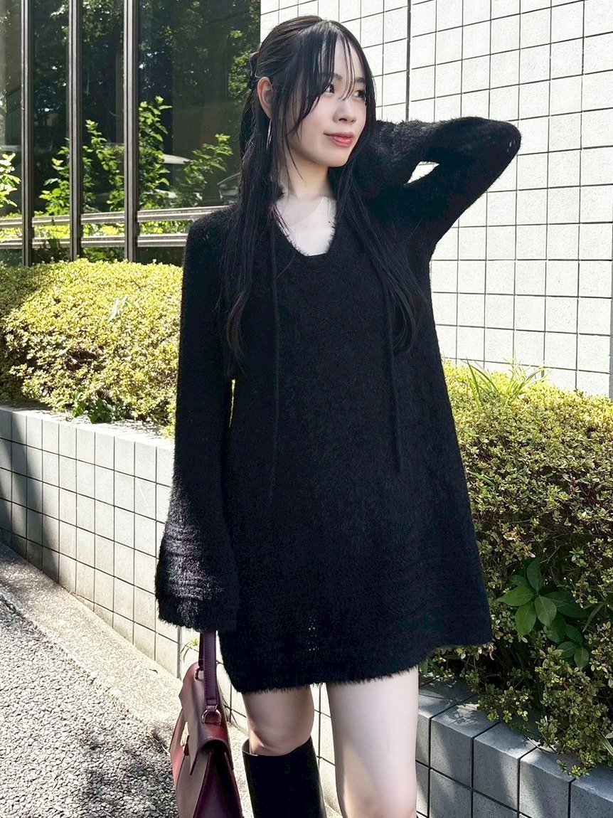 【リリーブラウン/Lily Brown】のフェザークロシェットニットミニワンピース インテリア・キッズ・メンズ・レディースファッション・服の通販 founy(ファニー) 　ファッション　Fashion　レディースファッション　Fashion for Women　ワンピース　Dresses　おすすめ　Recommended / Our Picks　バランス　Balance, Style Balance　A/W・秋冬　Autumn/Winter　透かし　Cut-Out, Lacework　BLK[009]|ID: prp329100004684196 ipo3291000000033827090