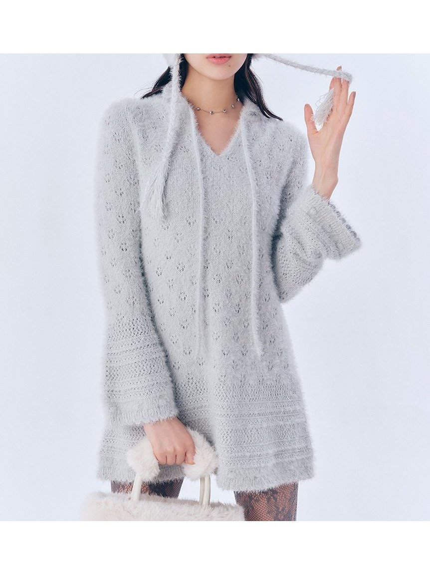 【リリーブラウン/Lily Brown】のフェザークロシェットニットミニワンピース インテリア・キッズ・メンズ・レディースファッション・服の通販 founy(ファニー) 　ファッション　Fashion　レディースファッション　Fashion for Women　ワンピース　Dresses　おすすめ　Recommended / Our Picks　バランス　Balance, Style Balance　A/W・秋冬　Autumn/Winter　透かし　Cut-Out, Lacework　LBLU[081]|ID: prp329100004684196 ipo3291000000033827092