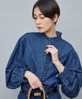 【ノーリーズ/NOLLEY'S】の【RM denim】フリルデニムブラウス 人気、トレンドファッション・服の通販 founy(ファニー) ファッション Fashion レディースファッション Fashion for Women トップス・カットソー Cut & Sew Tops シャツ・ブラウス・オフィスカジュアル Elegant Blouses & Button-Ups 2025年 2025 2025-2026秋冬・A/W Autumn/Winter 2025–26 AW25–26 おすすめ Recommended / Our Picks インナー Innerwear スタンド Stand Collar, Upright Stand ストレッチ Stretch, Stretchy Fabric デニム Denim, Jeans Material フリル Frill, Ruffle ベスト Vest, Waistcoat 冬 Winter / This Winter |ID:prp329100004684224