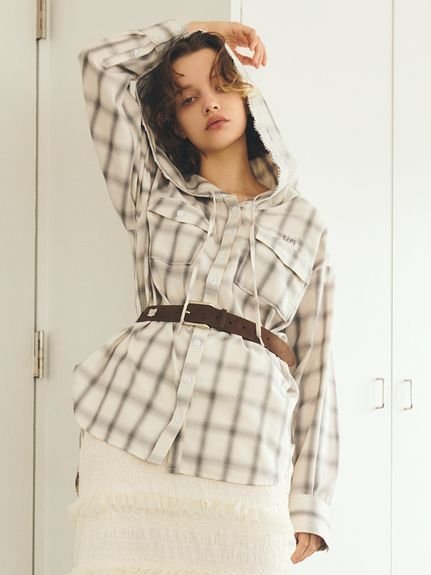 【ファーファー/FURFUR】のフーディーオンブレーチェックシャツ 人気、トレンドファッション・服の通販 founy(ファニー) 　ファッション　Fashion　レディースファッション　Fashion for Women　トップス・カットソー　Cut & Sew Tops　シャツ・ブラウス・オフィスカジュアル　Elegant Blouses & Button-Ups　インナー　Innerwear　スウェット / スエット　Sweatshirt, Sweatwear　羽織　Haori, Light Jacket　 other-1|ID: prp329100004684228 ipo3291000000033827323