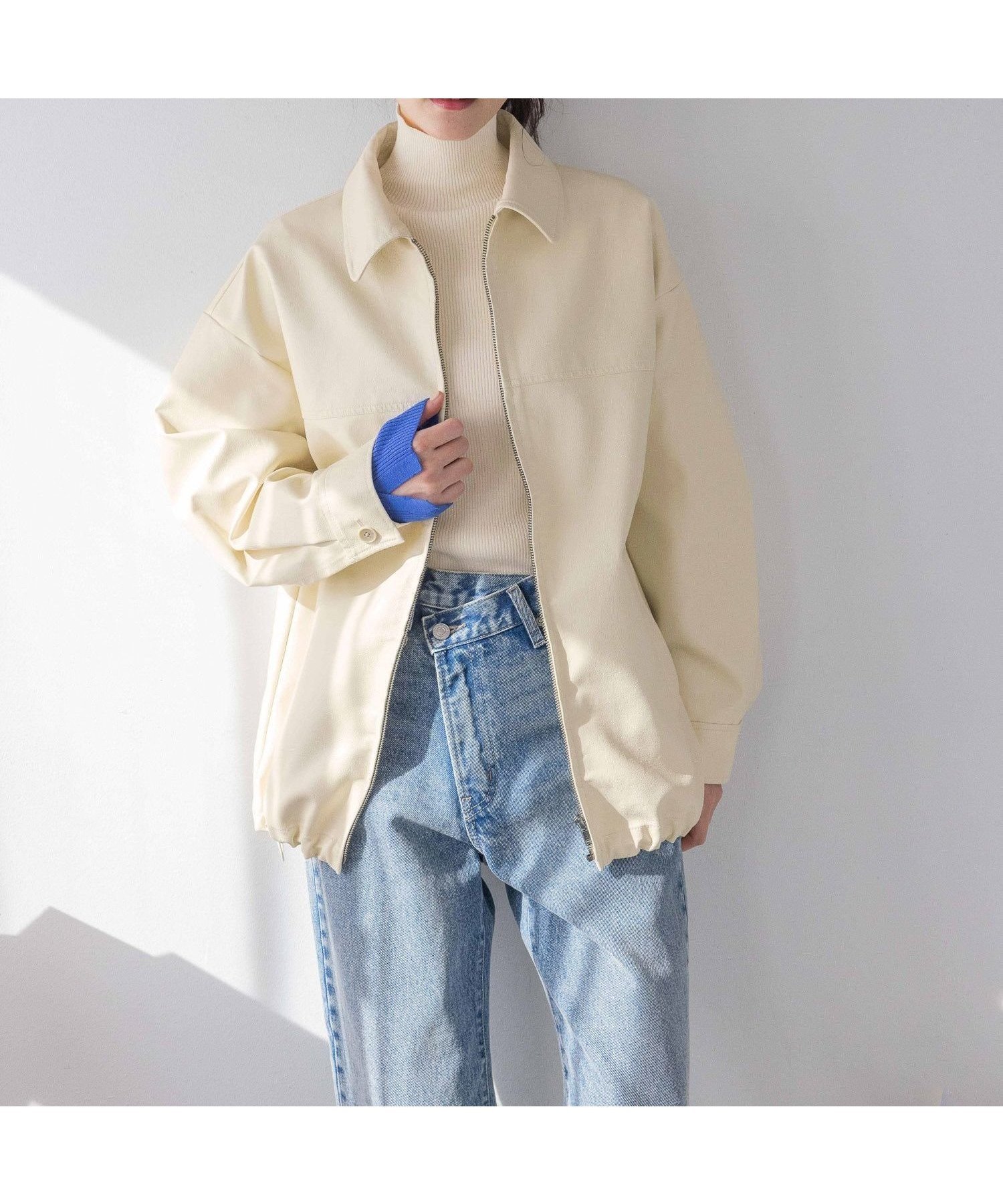 【ローリーズファーム/LOWRYS FARM】のレザードロストZIPブルゾン インテリア・キッズ・メンズ・レディースファッション・服の通販 founy(ファニー) 　ファッション　Fashion　レディースファッション　Fashion for Women　アウター　Coat / Outerwear Collection　ブルゾンジャケット・スポーティアウター　Blouson Jackets　ショルダー　Shoulder, Shoulder Strap　トレンド　Trend, Trending Now　ドロップ　Drop Shoulder, Dropped Style　ハーフ　Half, Half-Length　バランス　Balance, Style Balance　バルーン　Balloon, Balloon Silhouette　ビンテージ　Vintage, Retro Style　フェイクレザー　Faux Leather, PU Leather　ブルゾン　Blouson, Bomber Jacket　ミドル　Middle Length, Mid Height　アイボリー|ID: prp329100004684304 ipo3291000000034030138