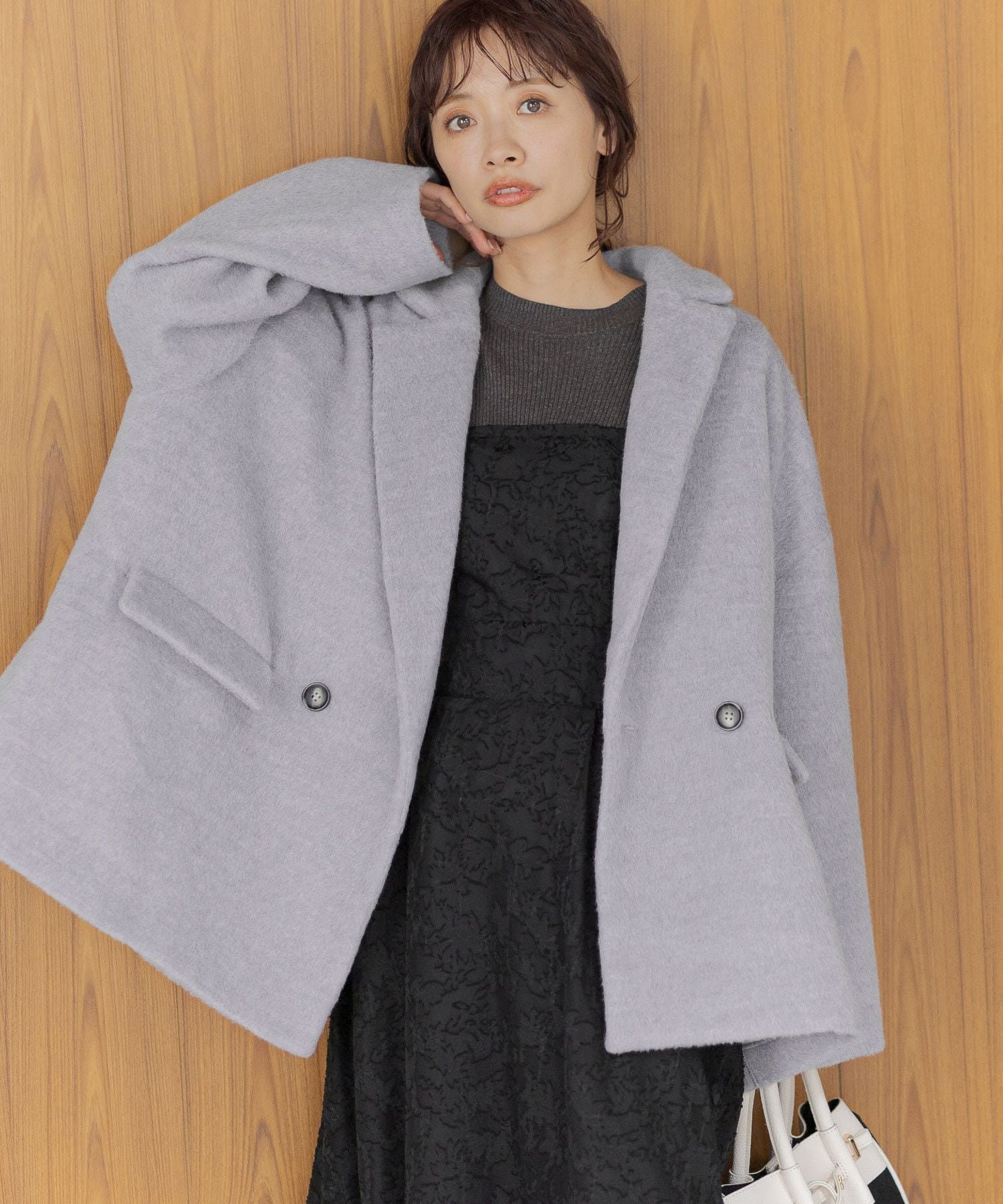 【ミスティ ウーマン/mysty woman】のシャギージャコット インテリア・キッズ・メンズ・レディースファッション・服の通販 founy(ファニー) 　ファッション　Fashion　レディースファッション　Fashion for Women　ジャケット　Jacket, Outerwear　ミドル　Middle Length, Mid Height　グレー15|ID: prp329100004684321 ipo3291000000033828312