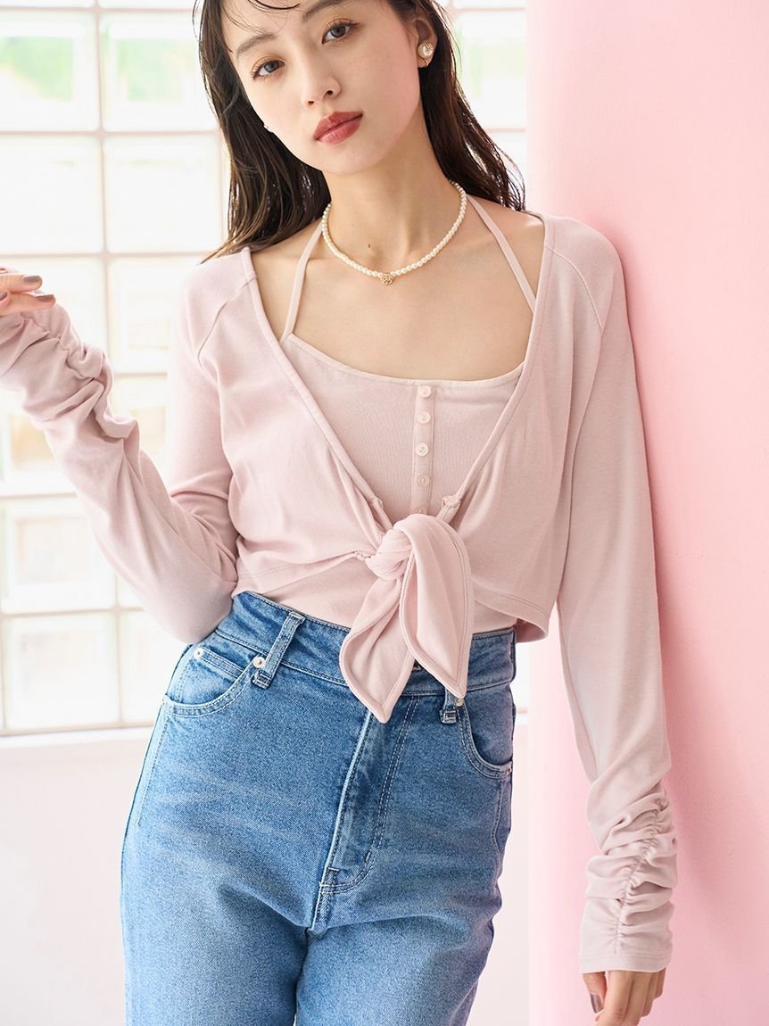 【スナイデル/SNIDEL】の【Chacott】カップインボレロプルオーバー インテリア・キッズ・メンズ・レディースファッション・服の通販 founy(ファニー) 　ファッション　Fashion　レディースファッション　Fashion for Women　トップス・カットソー　Cut & Sew Tops　カジュアルプルオーバー・ニットトップス　Pullovers & Knit Tops / Casual Pullovers　インナー　Innerwear　ウェーブ　Wavy Pattern　キャミソール　Camisole, Spaghetti Strap Top　ギャザー　Gathered, Ruffled　ストレート　Straight, Straight Cut　スマート　Smart, Elegant　バレエ　Ballet, Ballet Style　フィット　Fit, Slim Fit　フェミニン　Feminine, Girly　フロント　Front, Front Design　ボレロ　Bolero, Short Cardigan　ラップ　Wrap, Wrap Design　おすすめ　Recommended / Our Picks　PNK[066]|ID: prp329100004684338 ipo3291000000034063841