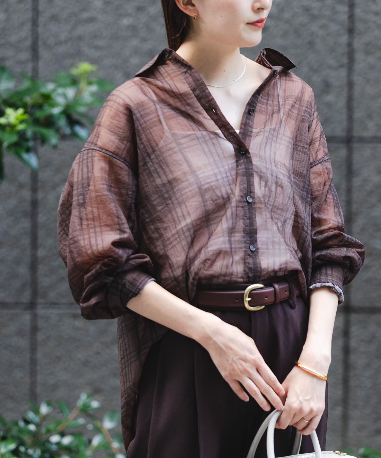 【アーバンリサーチ/URBAN RESEARCH】のシアーチェックオーバーシャツ インテリア・キッズ・メンズ・レディースファッション・服の通販 founy(ファニー) 　ファッション　Fashion　レディースファッション　Fashion for Women　トップス・カットソー　Cut & Sew Tops　シャツ・ブラウス・オフィスカジュアル　Elegant Blouses & Button-Ups　2025年　2025　2025-2026秋冬・A/W　Autumn/Winter 2025–26 AW25–26　冬　Winter / This Winter　おすすめ　Recommended / Our Picks　インナー　Innerwear　シアー　Sheer, See-Through　シンプル　Simple, Minimal　チェック　Check, Plaid, Tartan　夏　Summer　秋　Autumn　A/W・秋冬　Autumn/Winter　BROWN|ID: prp329100004684397 ipo3291000000034002481