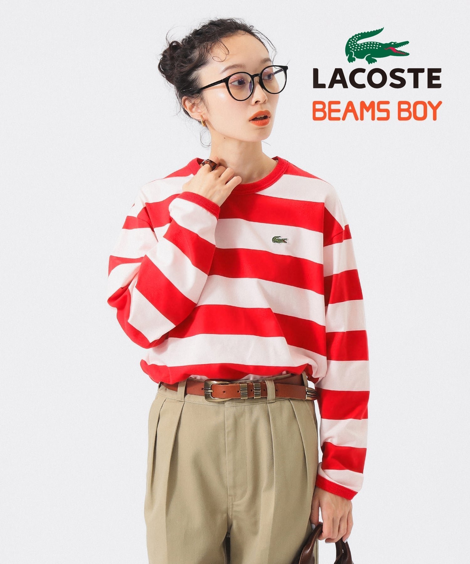 【ビームス ウイメン/BEAMS】の【別注】LACOSTE / ボーダー ロングスリーブ Tシャツ 25AW スポーツミックス オーバーサイズ インテリア・キッズ・メンズ・レディースファッション・服の通販 founy(ファニー) 　ファッション　Fashion　レディースファッション　Fashion for Women　トップス・カットソー　Cut & Sew Tops　シャツ・ブラウス・オフィスカジュアル　Elegant Blouses & Button-Ups　ロングTシャツ・Tシャツ　Longline T-Shirts & Tees　ウェーブ　Wavy Pattern　カーゴパンツ　Cargo Pants, Utility Pants　キャップ　Cap, Baseball Cap　ジャケット　Jacket, Outerwear　スニーカー　Sneakers, Trainers　スポーツ　Sports, Activewear　スリーブ　Sleeve, Long Sleeve / Short Sleeve　ダウン　Down, Puffer　デニム　Denim, Jeans Material　フレンチ　French, French Style　ボーダー　Border, Stripe　別注　Limited Edition, Custom Order　ミックス　Mix, Mixed Style　モダン　Modern, Contemporary　ルーズ　Loose, Oversized　ロング　Long, Long-Length　ワイド　Wide, Wide Fit　おすすめ　Recommended / Our Picks　2025年　2025　2025-2026秋冬・A/W　Autumn/Winter 2025–26 AW25–26　RED|ID: prp329100004684401 ipo3291000000034013441