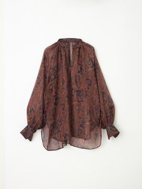 【ヴァン/Vin】のペイズリープリントシアーブラウス 人気、トレンドファッション・服の通販 founy(ファニー) ファッション Fashion レディースファッション Fashion for Women トップス・カットソー Cut & Sew Tops シャツ・ブラウス・オフィスカジュアル Elegant Blouses & Button-Ups シアー Sheer, See-Through シンプル Simple, Minimal ストレート Straight, Straight Cut フェミニン Feminine, Girly ペイズリー Paisley, Ethnic Pattern エレガント 上品 Elegant |ID:prp329100004684418