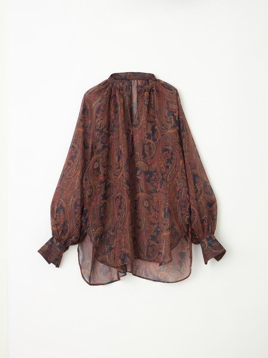 【ヴァン/Vin】のペイズリープリントシアーブラウス 人気、トレンドファッション・服の通販 founy(ファニー) 　ファッション　Fashion　レディースファッション　Fashion for Women　トップス・カットソー　Cut & Sew Tops　シャツ・ブラウス・オフィスカジュアル　Elegant Blouses & Button-Ups　シアー　Sheer, See-Through　シンプル　Simple, Minimal　ストレート　Straight, Straight Cut　フェミニン　Feminine, Girly　ペイズリー　Paisley, Ethnic Pattern　エレガント 上品　Elegant　 other-1|ID: prp329100004684418 ipo3291000000033829350
