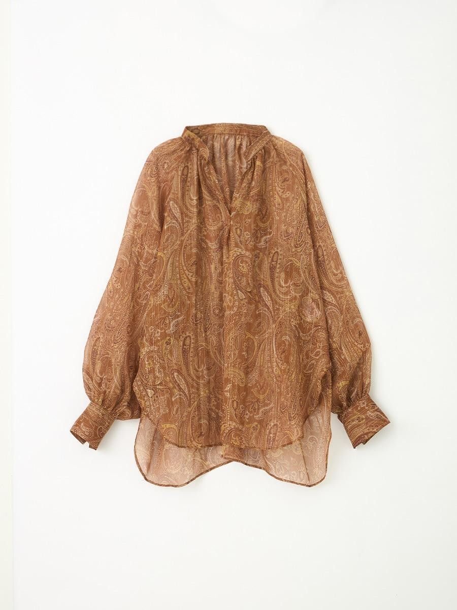 【ヴァン/Vin】のペイズリープリントシアーブラウス インテリア・キッズ・メンズ・レディースファッション・服の通販 founy(ファニー) 　ファッション　Fashion　レディースファッション　Fashion for Women　トップス・カットソー　Cut & Sew Tops　シャツ・ブラウス・オフィスカジュアル　Elegant Blouses & Button-Ups　シアー　Sheer, See-Through　シンプル　Simple, Minimal　ストレート　Straight, Straight Cut　フェミニン　Feminine, Girly　ペイズリー　Paisley, Ethnic Pattern　エレガント 上品　Elegant　ブラウン|ID: prp329100004684418 ipo3291000000033829353