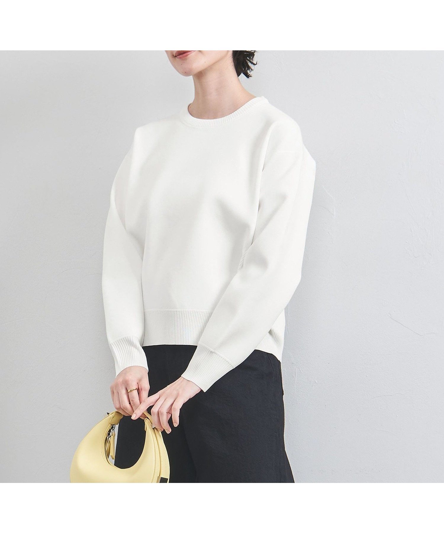 【ユナイテッドアローズ/UNITED ARROWS】のスウェットライク クルーネック ニットプルオーバー インテリア・キッズ・メンズ・レディースファッション・服の通販 founy(ファニー) 　ファッション　Fashion　レディースファッション　Fashion for Women　トップス・カットソー　Cut & Sew Tops　ニット　Knit Tops & Sweaters　レディースパーカー・カジュアルフーディー　Casual Hoodies & Sweatshirts　カジュアルプルオーバー・ニットトップス　Pullovers & Knit Tops / Casual Pullovers　スウェット・クルーネックトップス　Sweatshirts & Crewnecks / Relaxed Fit Sweat Tops　コンパクト　Compact, Small Size　シアー　Sheer, See-Through　スリム　Slim, Slim Fit　バランス　Balance, Style Balance　ボトム　Bottoms, Lower Wear　ワイド　Wide, Wide Fit　アウトレット　Outlet / Clearance　おすすめ　Recommended / Our Picks　WHITE|ID: prp329100004684421 ipo3291000000034180231