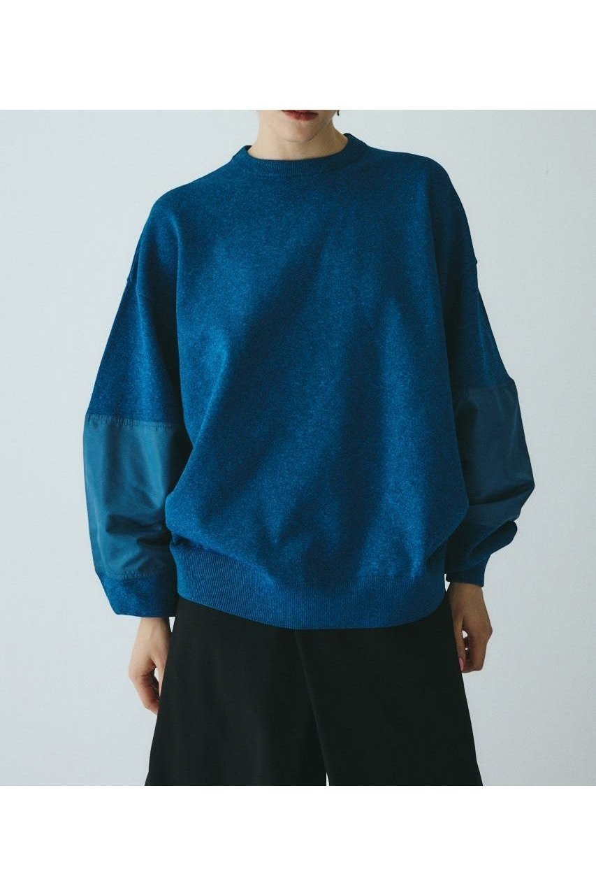 【ヘリンドットサイ/HeRIN.CYE】のMilitary boy knit tops インテリア・キッズ・メンズ・レディースファッション・服の通販 founy(ファニー) 　ファッション　Fashion　レディースファッション　Fashion for Women　トップス・カットソー　Cut & Sew Tops　ニット　Knit Tops & Sweaters　アシンメトリー　Asymmetrical Style　スリーブ　Sleeve, Long Sleeve / Short Sleeve　タフタ　Taffeta, Structured Fabric　ドッキング　Docking, Mixed Material　フォルム　Silhouette, Form　ミリタリー　Military, Army Style　定番　Standard, Basic Item　BLU|ID: prp329100004684440 ipo3291000000033903269