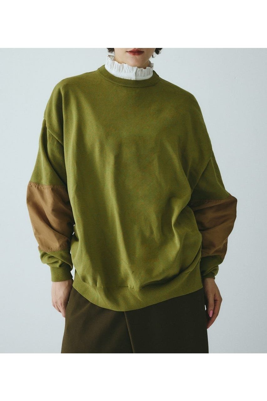 【ヘリンドットサイ/HeRIN.CYE】のMilitary boy knit tops インテリア・キッズ・メンズ・レディースファッション・服の通販 founy(ファニー) 　ファッション　Fashion　レディースファッション　Fashion for Women　トップス・カットソー　Cut & Sew Tops　ニット　Knit Tops & Sweaters　アシンメトリー　Asymmetrical Style　スリーブ　Sleeve, Long Sleeve / Short Sleeve　タフタ　Taffeta, Structured Fabric　ドッキング　Docking, Mixed Material　フォルム　Silhouette, Form　ミリタリー　Military, Army Style　定番　Standard, Basic Item　KHA|ID: prp329100004684440 ipo3291000000033903270