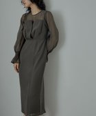 【ビーフラット/bflat】のビスチェ風ボリュームスリーブシフォンドレス チャコール|ID: prp329100004684462 ipo3291000000034659316