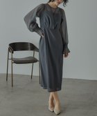 【ビーフラット/bflat】のビスチェ風ボリュームスリーブシフォンドレス ダークカーキ|ID: prp329100004684462 ipo3291000000034659319