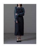 【ビーフラット/bflat】のビスチェ風ボリュームスリーブシフォンドレス ネイビー|ID: prp329100004684462 ipo3291000000034800734