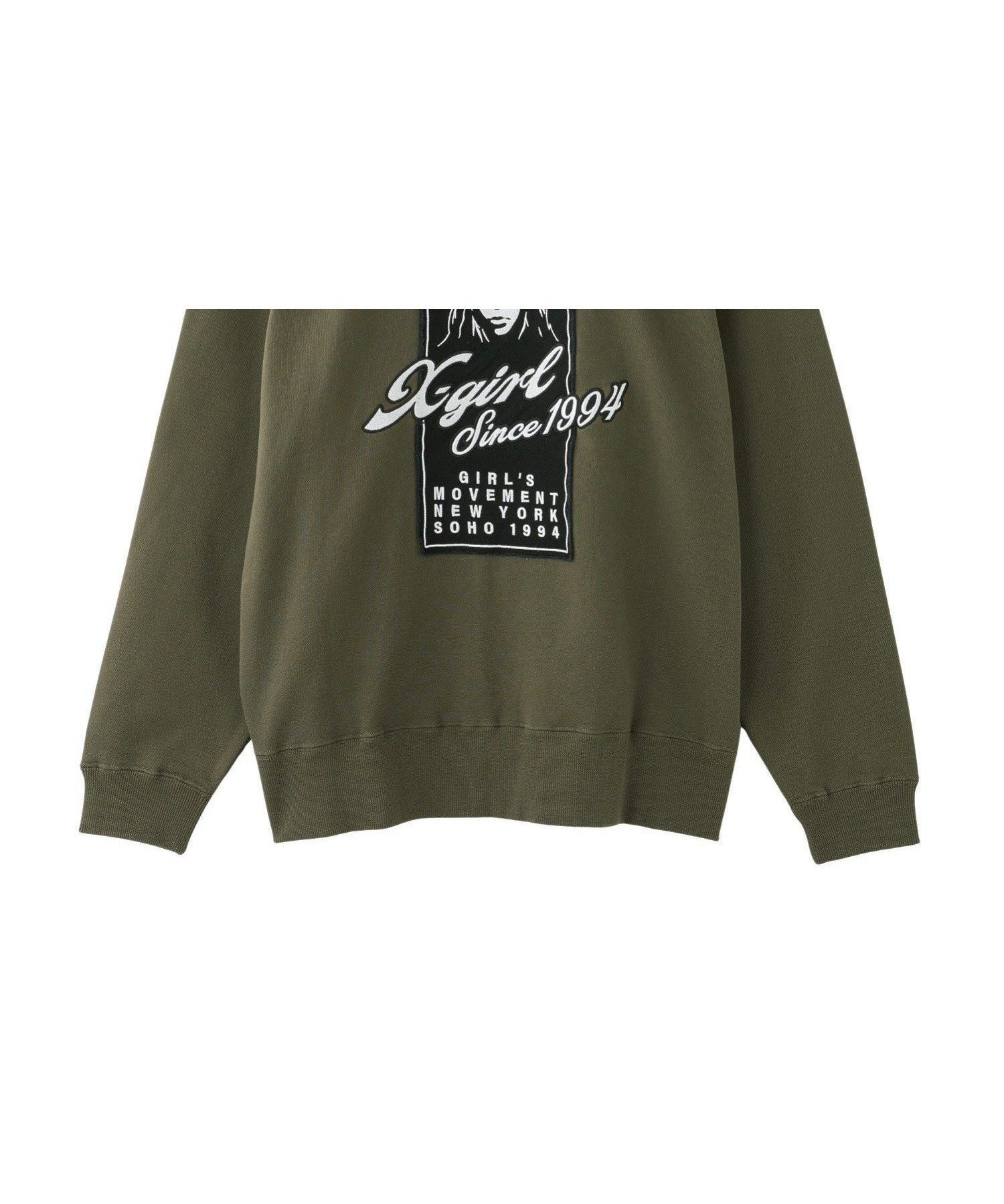 【エックスガール/X-girl】のFACE BOX PATCH ZIP UP SWEAT HOODIE インテリア・キッズ・メンズ・レディースファッション・服の通販 founy(ファニー) 　ファッション　Fashion　レディースファッション　Fashion for Women　トップス・カットソー　Cut & Sew Tops　レディースパーカー・カジュアルフーディー　Casual Hoodies & Sweatshirts　スウェット・クルーネックトップス　Sweatshirts & Crewnecks / Relaxed Fit Sweat Tops　おすすめ　Recommended / Our Picks　グラフィック　Graphic, Graphic Design　コンパクト　Compact, Small Size　スウェット / スエット　Sweatshirt, Sweatwear　セットアップ　Set-Up, Coordinated Outfit　デニム　Denim, Jeans Material　パッチ　Patch, Appliqué　フロント　Front, Front Design　ロング　Long, Long-Length　ワンポイント　One Point, Statement Accent　定番　Standard, Basic Item　旅行　Travel　A/W・秋冬　Autumn/Winter　長袖　Long Sleeve, Full Sleeve　OLIVE|ID: prp329100004684490 ipo3291000000033914033
