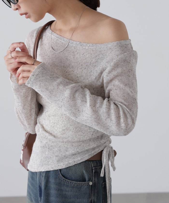 【フリーズマート/FREE'S MART】のメランジドロストシャーリングカットソー インテリア・キッズ・メンズ・レディースファッション・服の通販 founy(ファニー) https://founy.com/ ファッション Fashion レディースファッション Fashion for Women トップス・カットソー Cut & Sew Tops カットソー・ベーシックTシャツ Cut-and-Sewn Tops / Stretch Tees & Basics インナー Innerwear カットソー Cut and Sewn Top カーディガン Cardigan, Knitwear シンプル Simple, Minimal ジャケット Jacket, Outerwear デニム Denim, Jeans Material ニットソー Knit-Sewn, Cut & Sew Knit バランス Balance, Style Balance メランジ Melange, Mixed Yarn リボン Ribbon, Bow |ID: prp329100004684991 ipo3291000000033833349