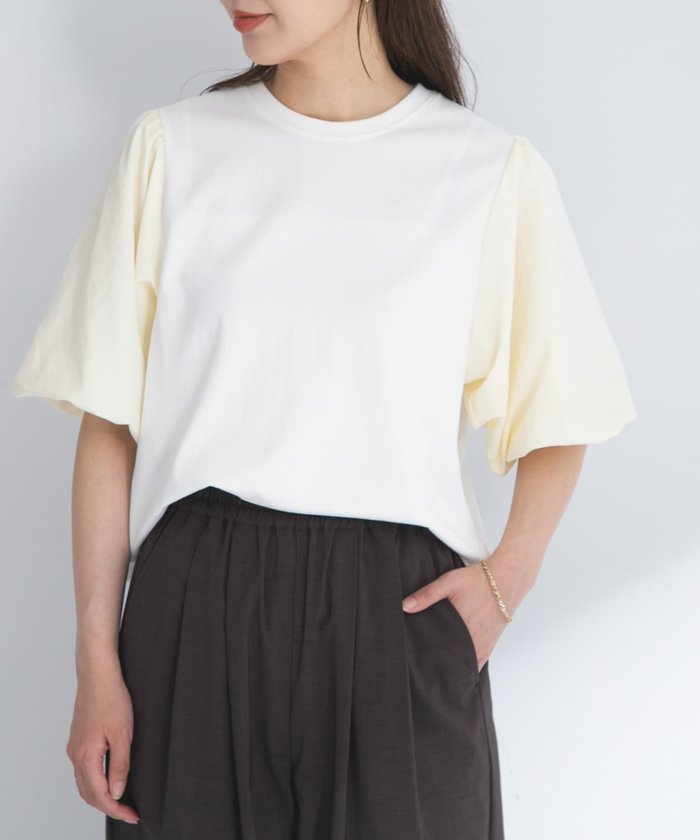 【サニーレーベル/Sonny Label / URBAN RESEARCH】の『WEB/一部店舗限定』異素材バルーンスリーブプルオーバー インテリア・キッズ・メンズ・レディースファッション・服の通販 founy(ファニー) https://founy.com/ ファッション Fashion レディースファッション Fashion for Women トップス・カットソー Cut & Sew Tops カジュアルプルオーバー・ニットトップス Pullovers & Knit Tops / Casual Pullovers 2025年 2025 2025春夏・S/S Spring/Summer 2025 SS25 インナー Innerwear カットソー Cut and Sewn Top キャミワンピース Cami Dress, Slip Dress サロペット Overalls, Salopette バルーン Balloon, Balloon Silhouette ボトム Bottoms, Lower Wear ワイド Wide, Wide Fit 夏 Summer S/S・春夏 SS, Spring/Summer, Warm Season |ID: prp329100004685003 ipo3291000000033833408