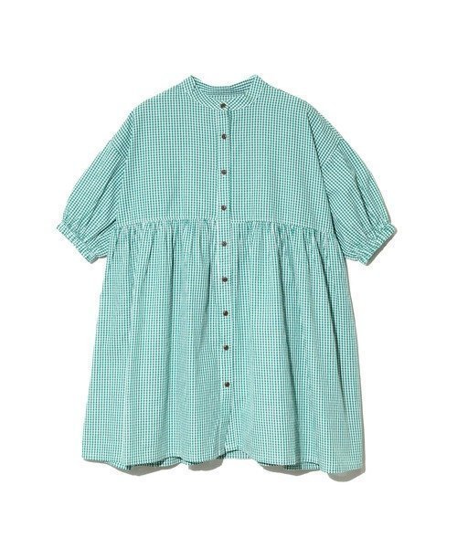【ゴースローキャラバン/go slow caravan】のCOLORK/カラック ギンガムチェックギャザーチュニック (WOMENS) インテリア・キッズ・メンズ・レディースファッション・服の通販 founy(ファニー) 　ファッション　Fashion　レディースファッション　Fashion for Women　トップス・カットソー　Cut & Sew Tops　ギャザー　Gathered, Ruffled　ギンガム　Gingham, Gingham Fabric　クラシカル　Classical, Vintage-Inspired　シンプル　Simple, Minimal　チェック　Check, Plaid, Tartan　チュニック　Tunic, Long Top　グリーン|ID: prp329100004685056 ipo3291000000033833901