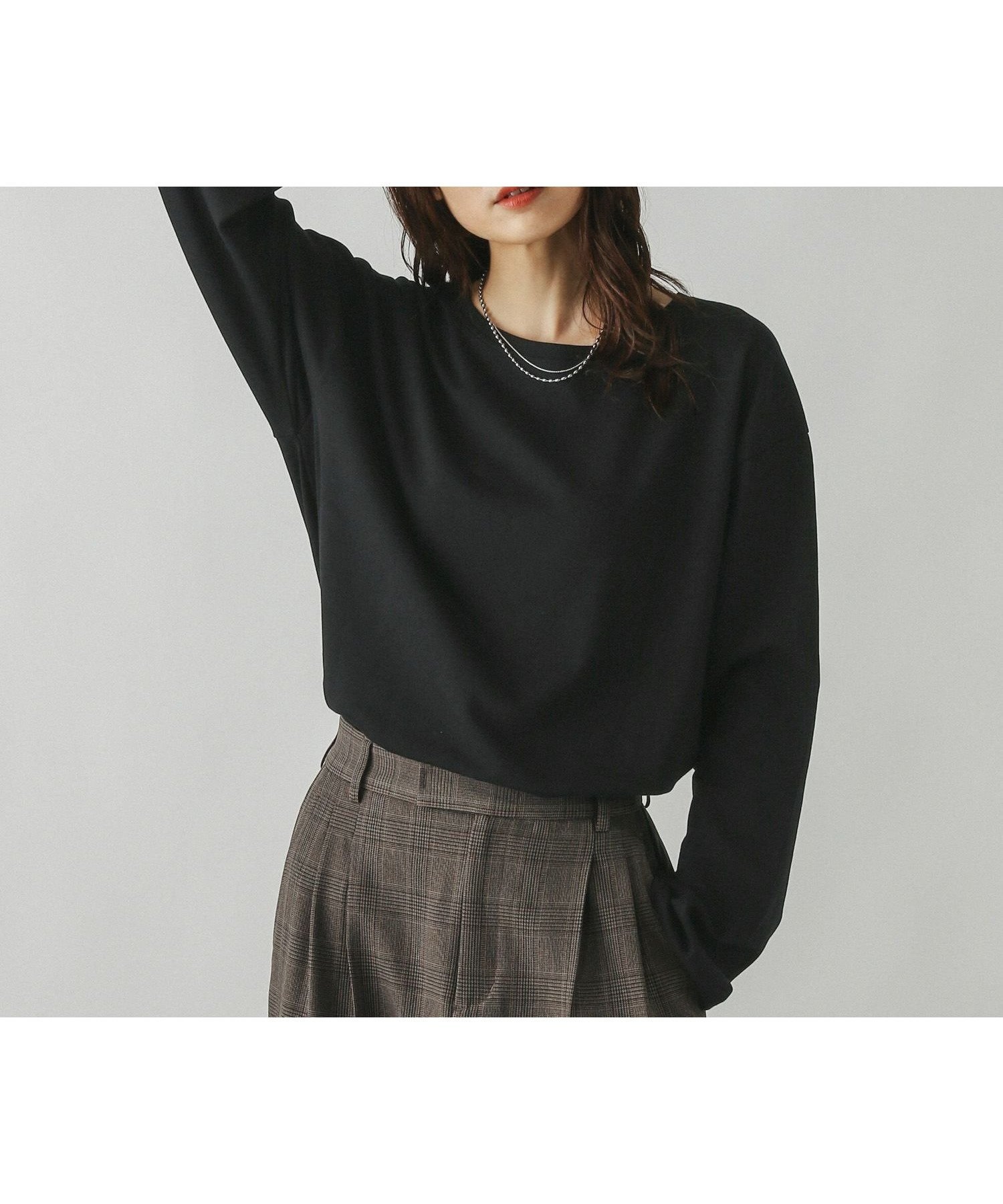 【グローバルワーク/GLOBAL WORK】のFffit エフィット/汚れ落ちやすい長袖T/580820 インテリア・キッズ・メンズ・レディースファッション・服の通販 founy(ファニー) 　ファッション　Fashion　レディースファッション　Fashion for Women　トップス・カットソー　Cut & Sew Tops　おすすめ　Recommended / Our Picks　インナー　Innerwear　ジャケット　Jacket, Outerwear　フィット　Fit, Slim Fit　リラックス　Relax, Relaxed Fit　長袖　Long Sleeve, Full Sleeve　ブラック09|ID: prp329100004685063 ipo3291000000033833931