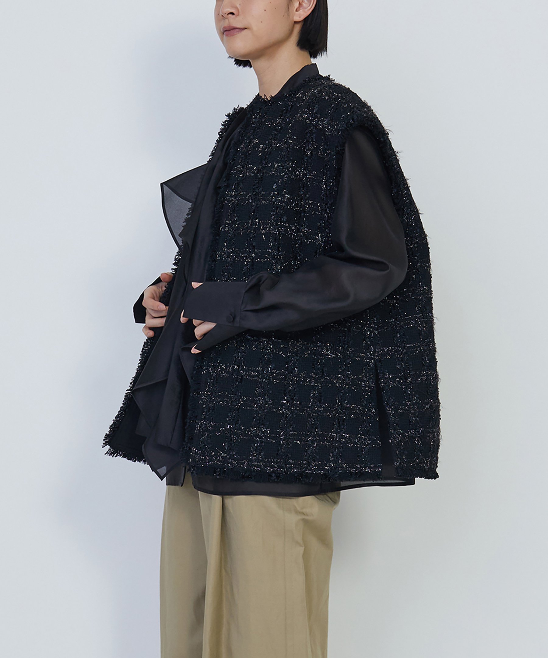 【その他のブランド/Other】のツイードジレ インテリア・キッズ・メンズ・レディースファッション・服の通販 founy(ファニー) 　ファッション　Fashion　メンズファッション　Fashion for Men　インナー　Innerwear　ツイード　Twill, Twill Weave　フランス　France, French　Black|ID: prp329100004685065 ipo3291000000033833945