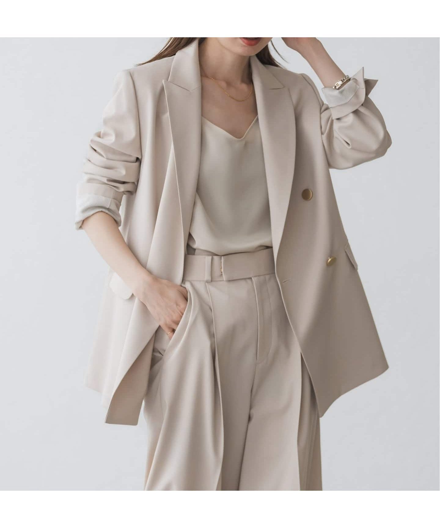 【ノーブル / スピック&スパン/NOBLE / Spick & Span】のエステルツイルピークドラペルジャケット インテリア・キッズ・メンズ・レディースファッション・服の通販 founy(ファニー) 　ファッション　Fashion　レディースファッション　Fashion for Women　アウター　Coat / Outerwear Collection　レディースジャケット・軽アウター　Jackets　カットソー　Cut and Sewn Top　ジャケット　Jacket, Outerwear　ストレッチ　Stretch, Stretchy Fabric　セットアップ　Set-Up, Coordinated Outfit　ノースリーブ　Sleeveless, No-Sleeve　定番　Standard, Basic Item　ベージュ|ID: prp329100004685082 ipo3291000000034599864