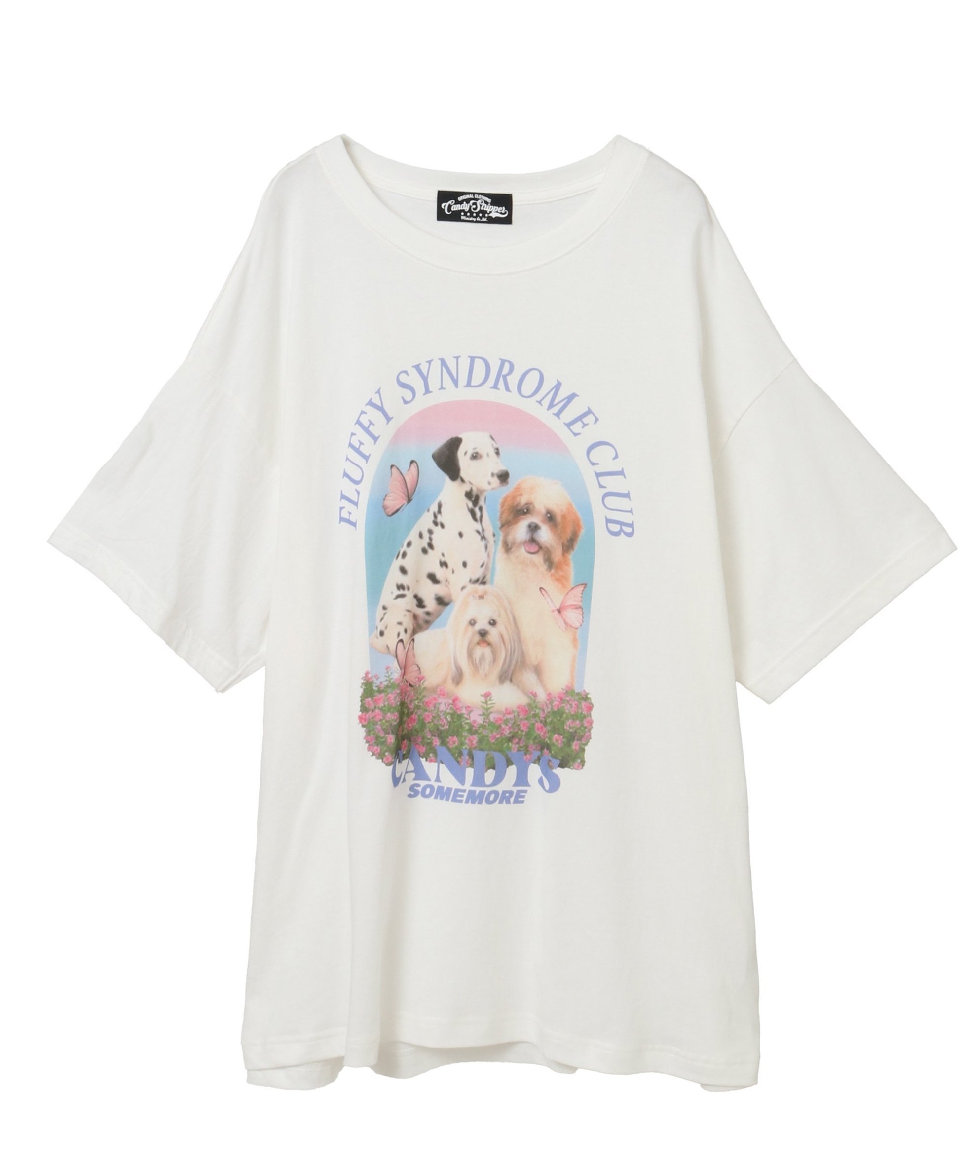 【キャンディストリッパー/Candy Stripper】のFLUFFY CLUB BIG TEE インテリア・キッズ・メンズ・レディースファッション・服の通販 founy(ファニー) 　ファッション　Fashion　レディースファッション　Fashion for Women　ビッグ　Big, Oversized　OFF WHITE|ID: prp329100004685100 ipo3291000000033834165