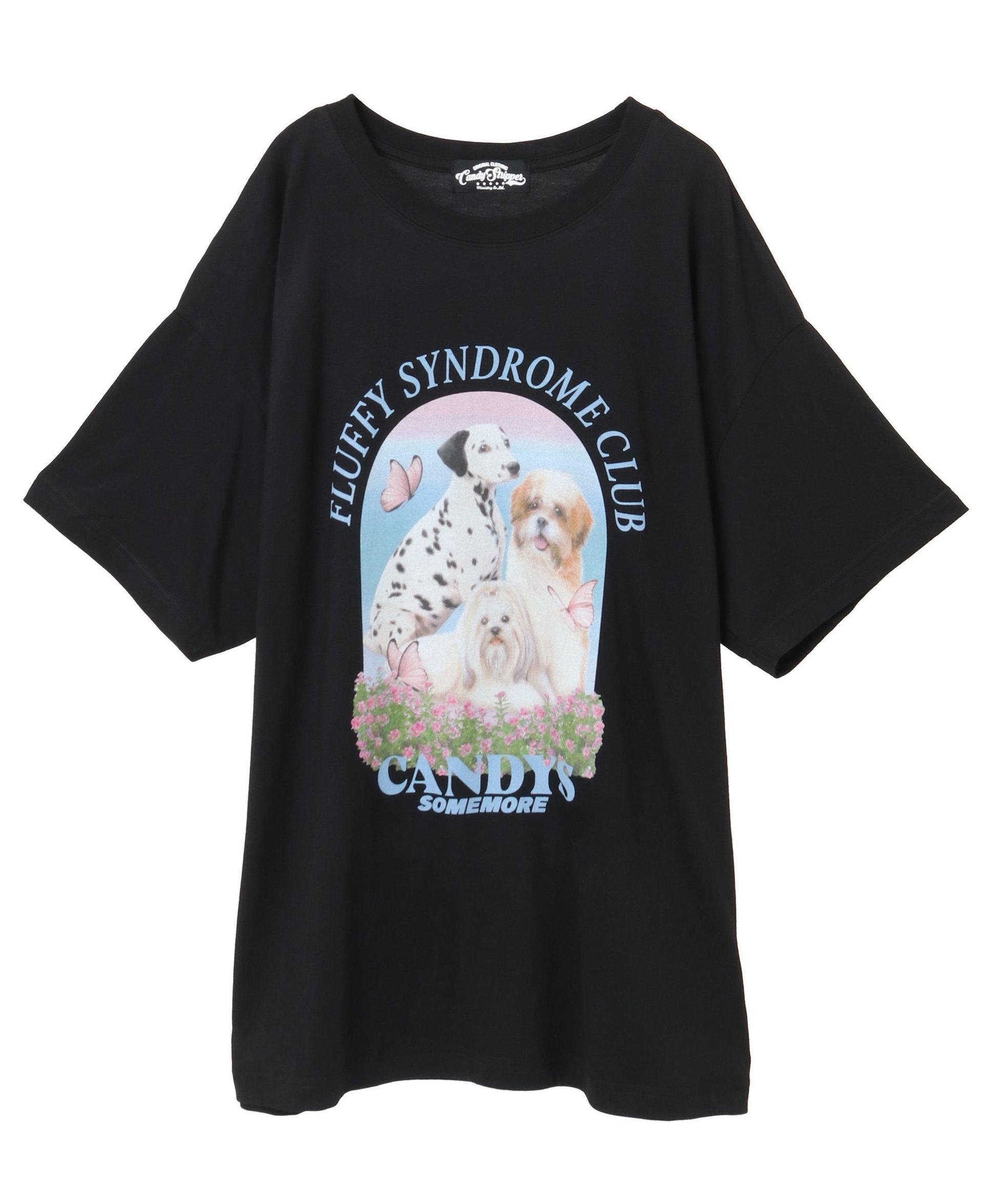 【キャンディストリッパー/Candy Stripper】のFLUFFY CLUB BIG TEE インテリア・キッズ・メンズ・レディースファッション・服の通販 founy(ファニー) 　ファッション　Fashion　レディースファッション　Fashion for Women　ビッグ　Big, Oversized　BLACK|ID: prp329100004685100 ipo3291000000033834167