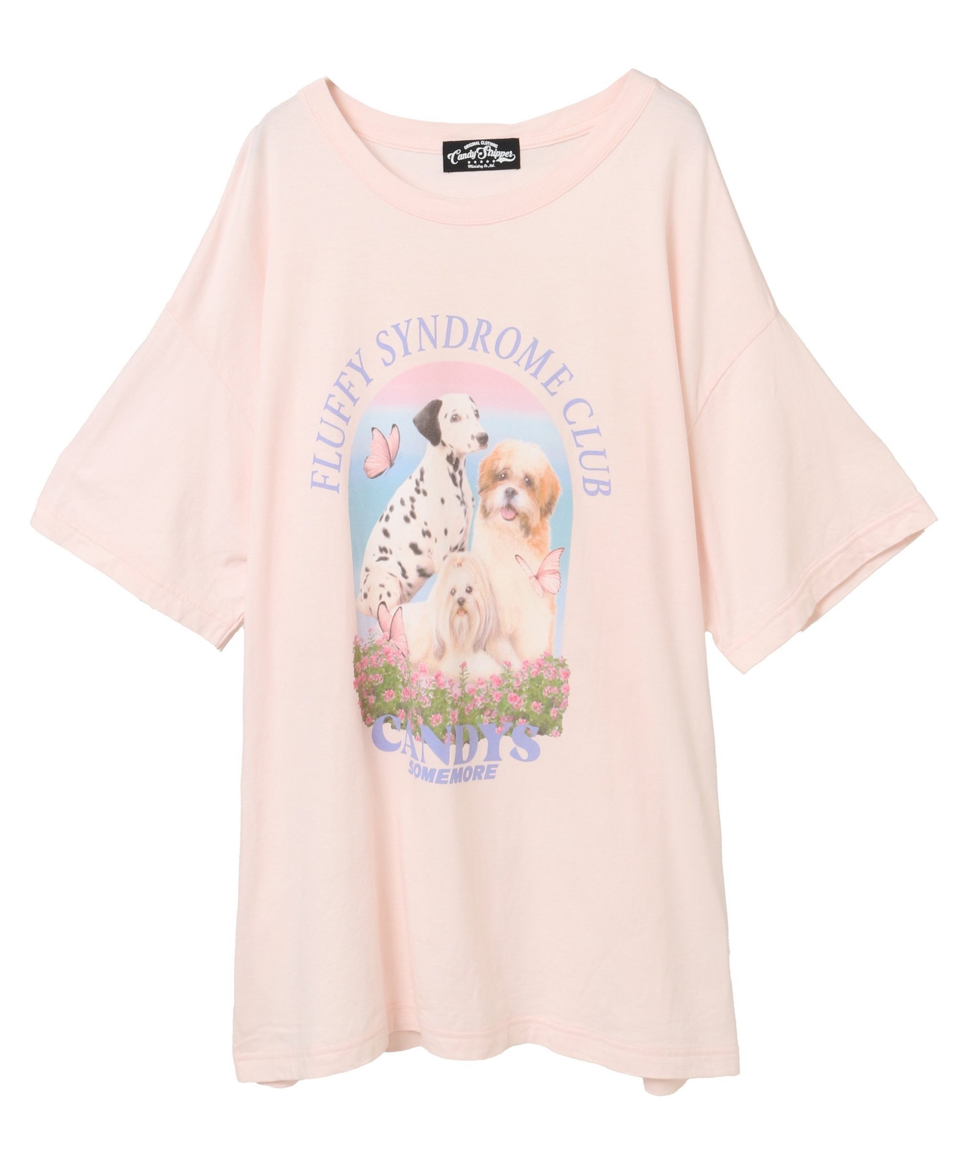【キャンディストリッパー/Candy Stripper】のFLUFFY CLUB BIG TEE インテリア・キッズ・メンズ・レディースファッション・服の通販 founy(ファニー) 　ファッション　Fashion　レディースファッション　Fashion for Women　ビッグ　Big, Oversized　PINK|ID: prp329100004685100 ipo3291000000033834169