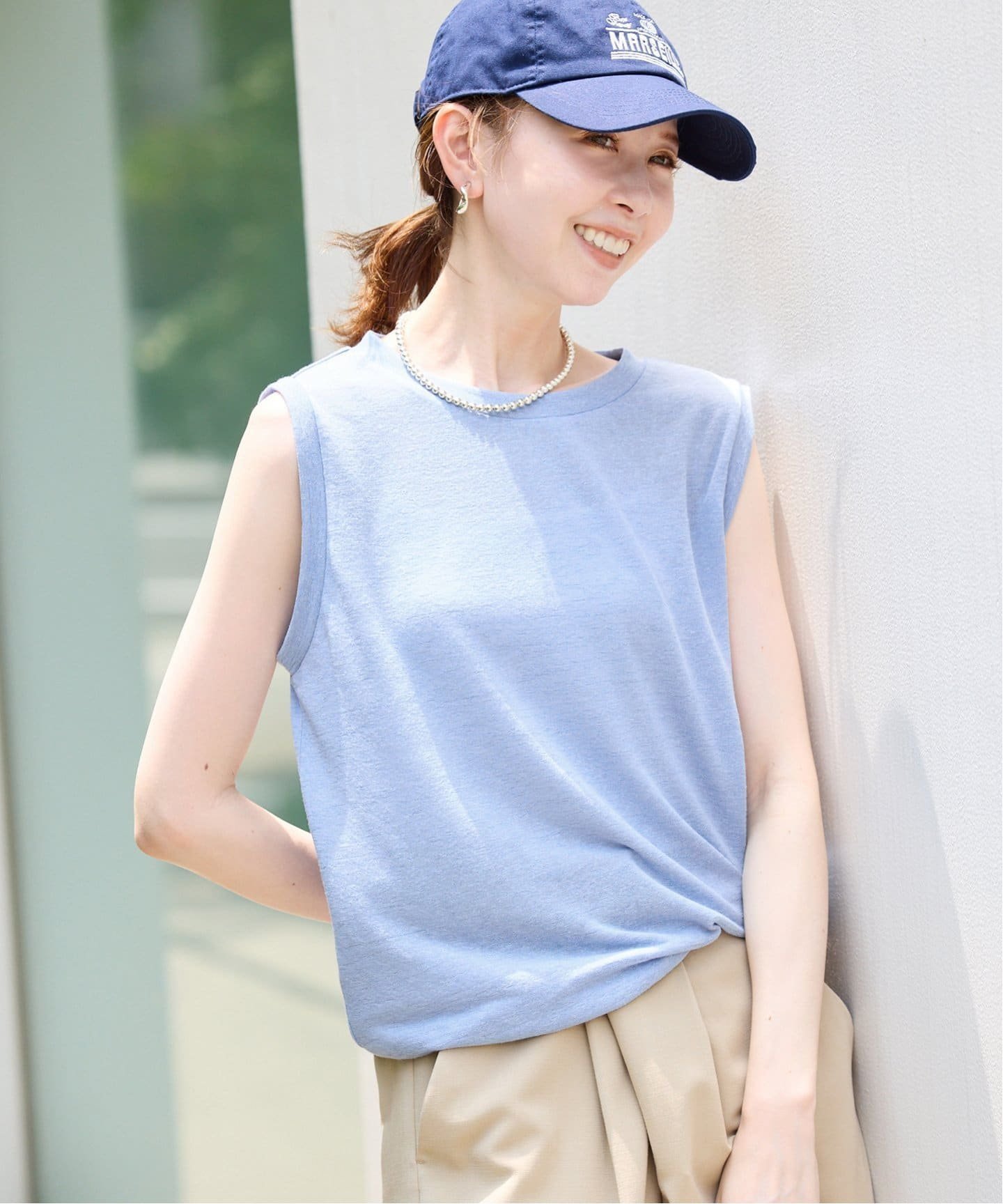 【スローブ イエナ/SLOBE IENA】の《追加》スラブ天竺ノースリーブTEE インテリア・キッズ・メンズ・レディースファッション・服の通販 founy(ファニー) 　ファッション　Fashion　レディースファッション　Fashion for Women　トップス・カットソー　Cut & Sew Tops　キャミソール&ノースリーブ　Camisoles & Sleeveless Tops　2025年　2025　2025春夏・S/S　Spring/Summer 2025 SS25　オレンジ　Orange　ノースリーブ　Sleeveless, No-Sleeve　サックスブルー B|ID: prp329100004685117 ipo3291000000033834279